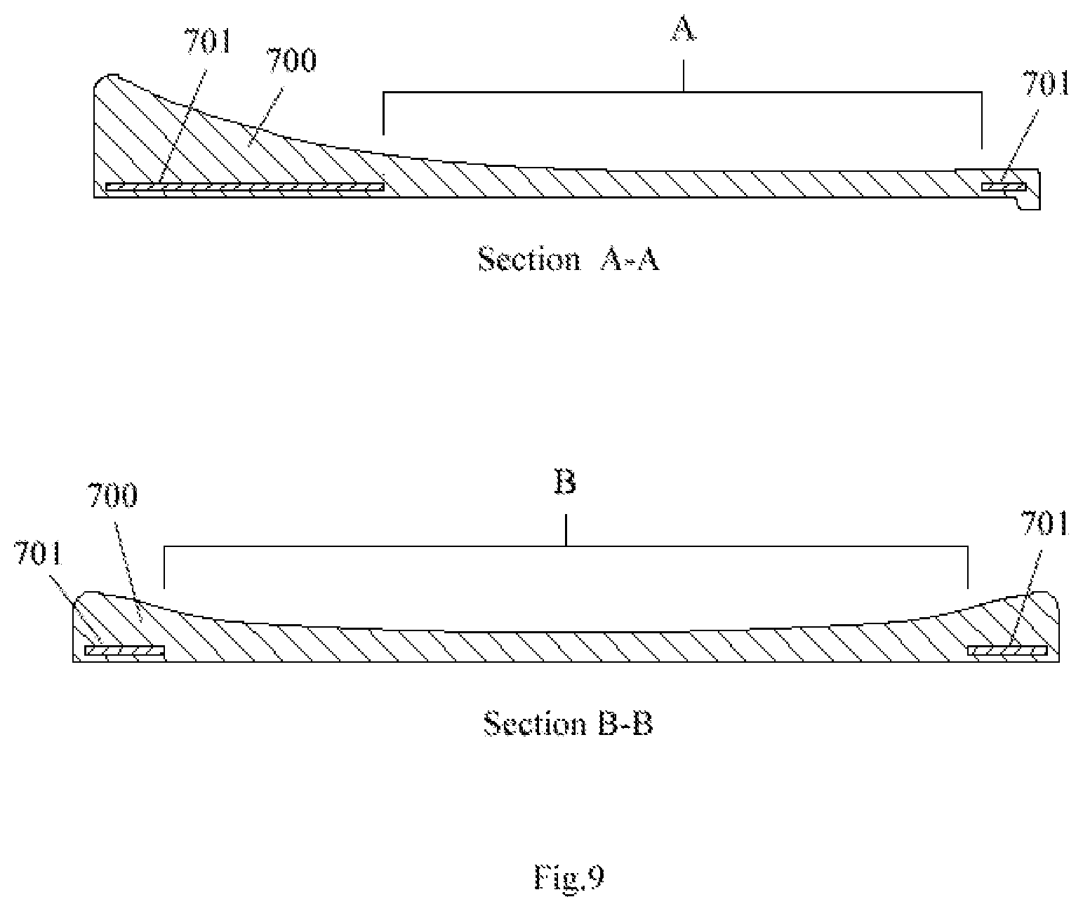 Patent US12157534 Figure 8 – Cushioned footpad with reinforcing support structure