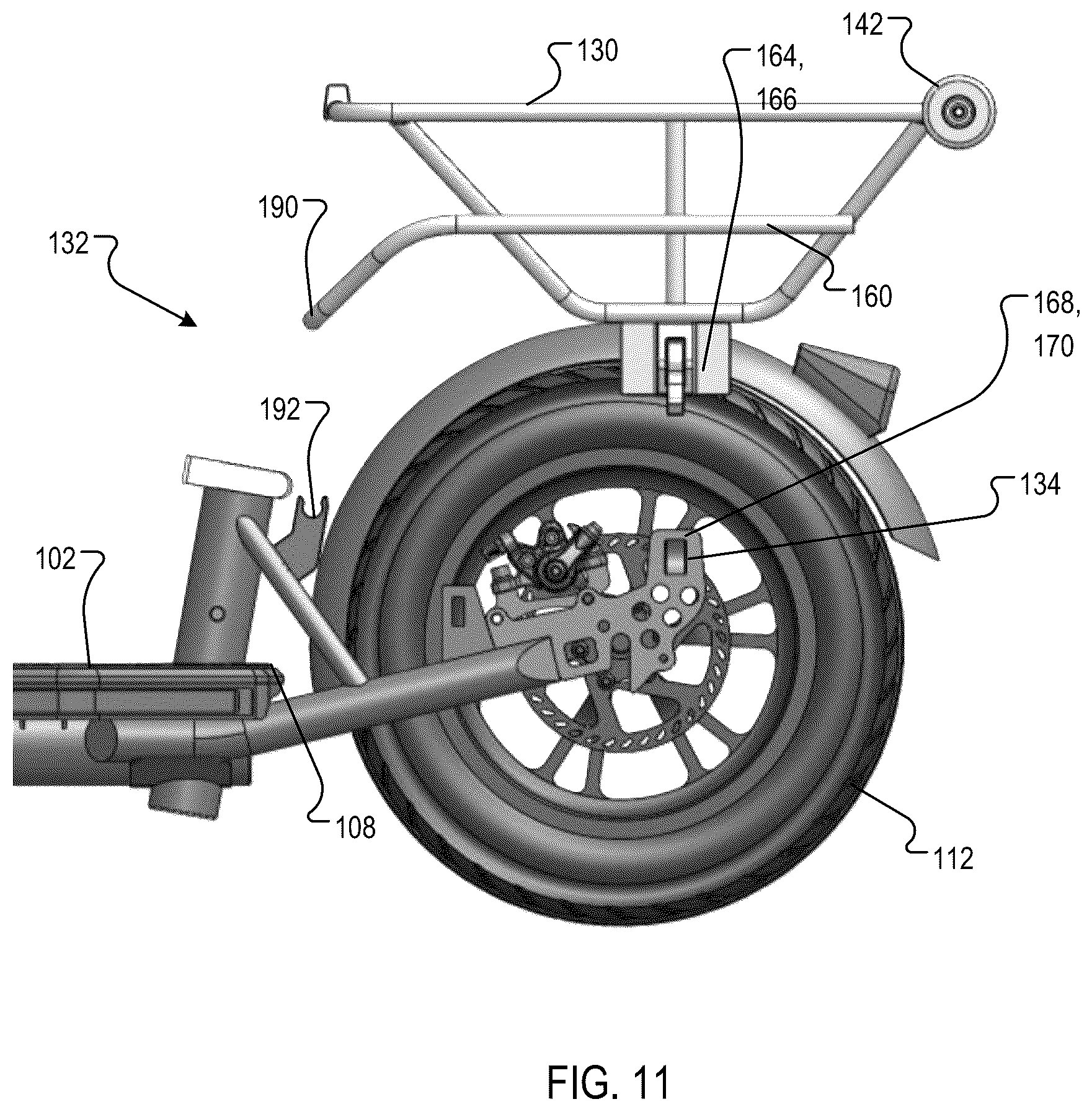 Patent US12157536 Figure 6 – Portable conveyance with dual function rack and stand