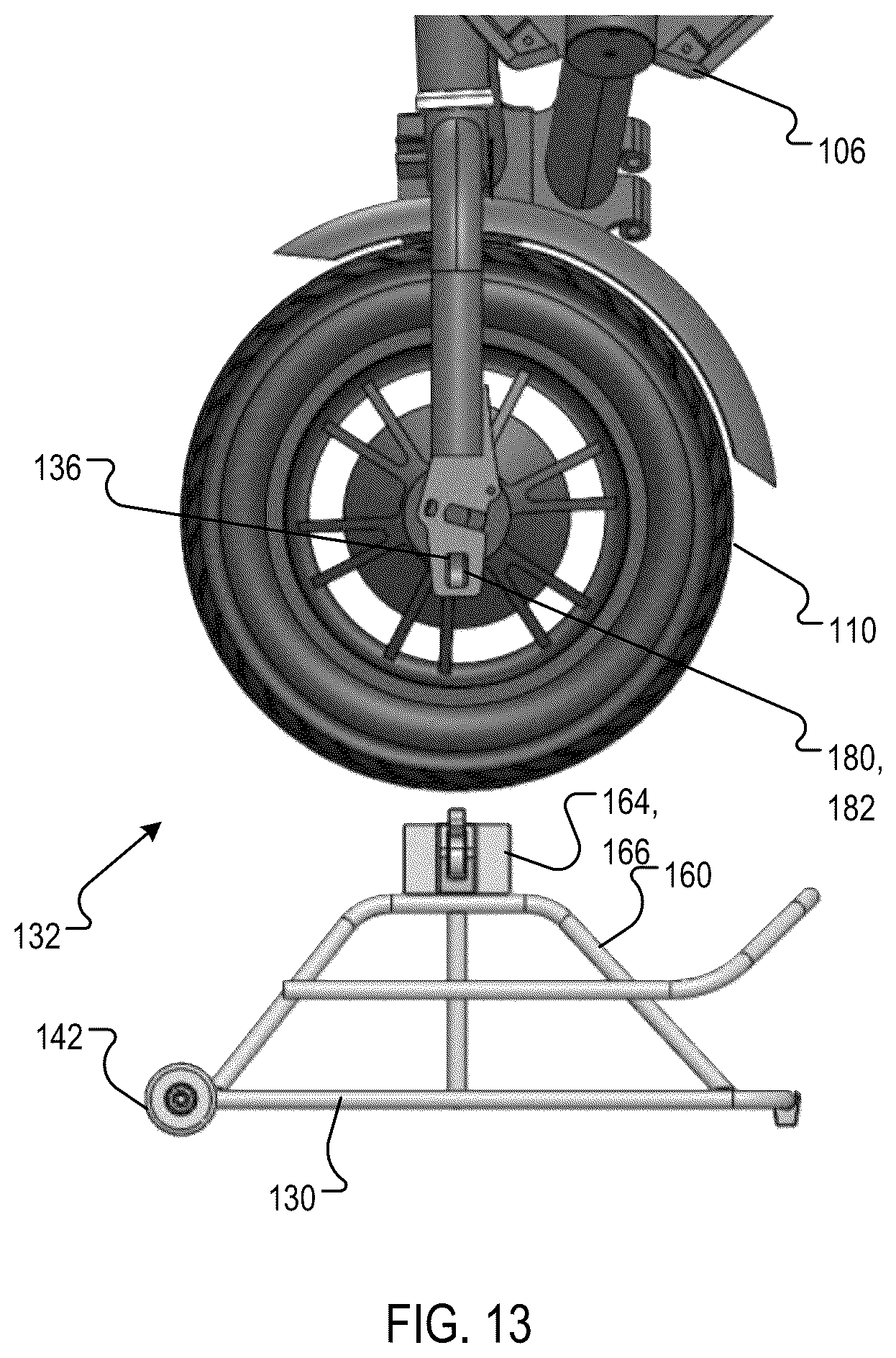 Patent US12157536 Figure 8 – Portable conveyance with dual function rack and stand