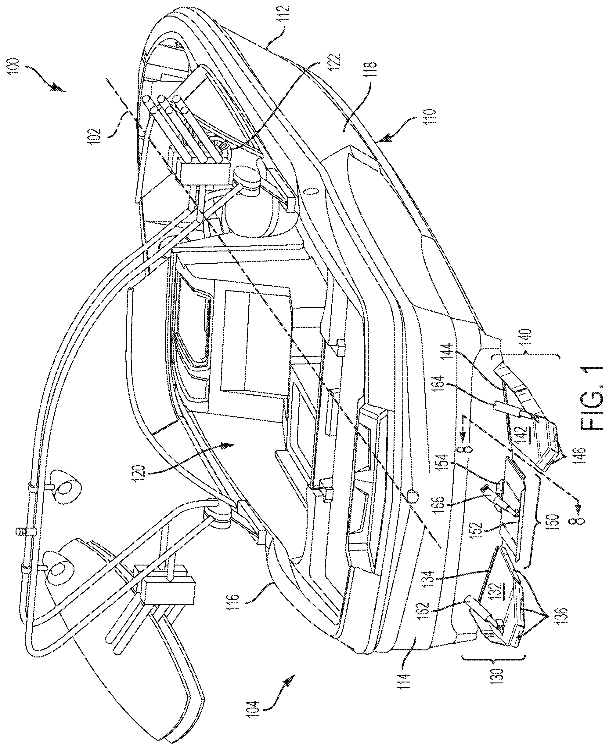 Patent US12157540 — Boat having an improved ability to get on plane and improved method of getting a boat on plane — Figure 1