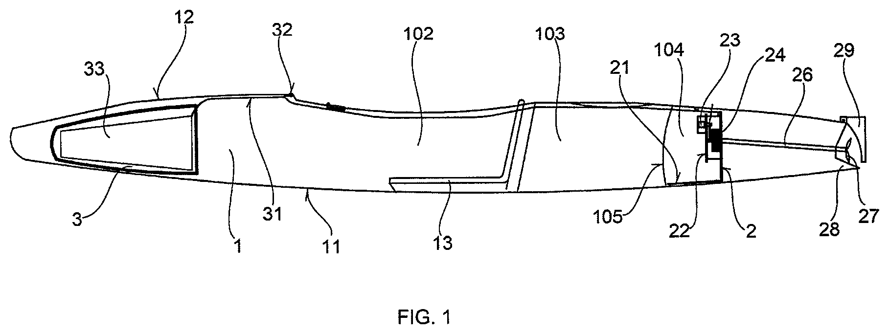 Patent US12157542 Figure 1 – Kayak with additional drive