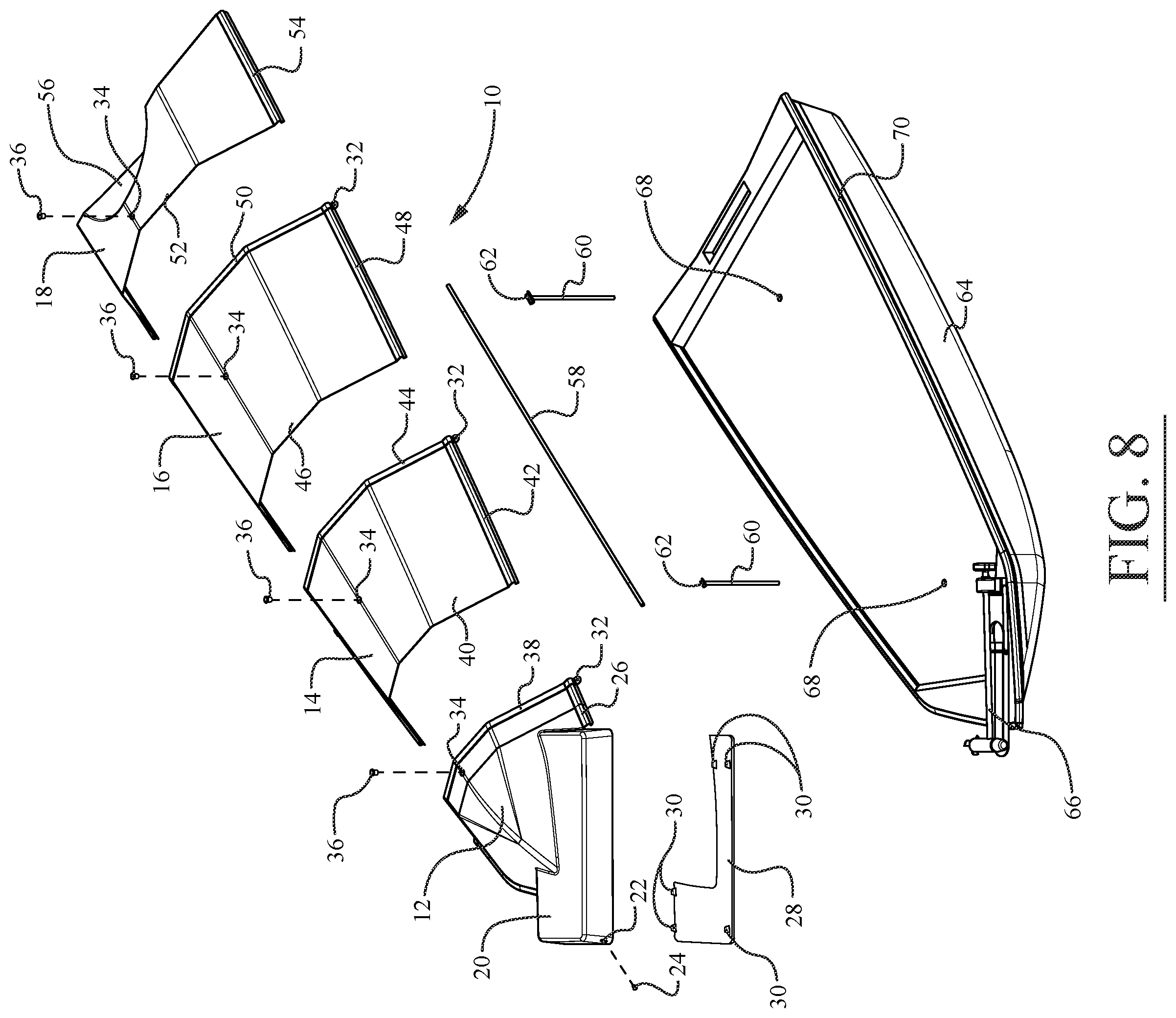 Patent US12157544 Figure 5 – Hard shell boat cover
