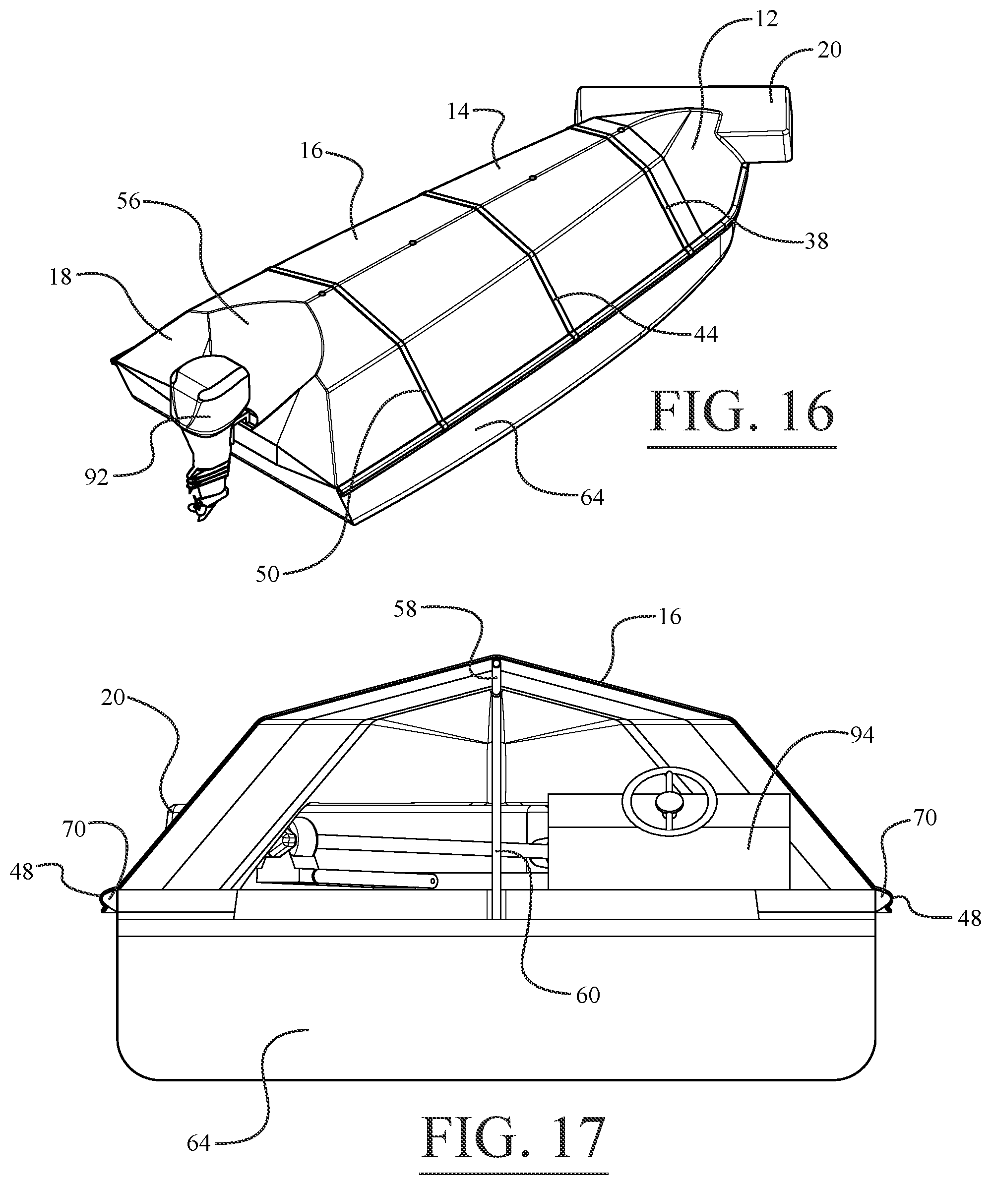 Patent US12157544 Figure 10 – Hard shell boat cover