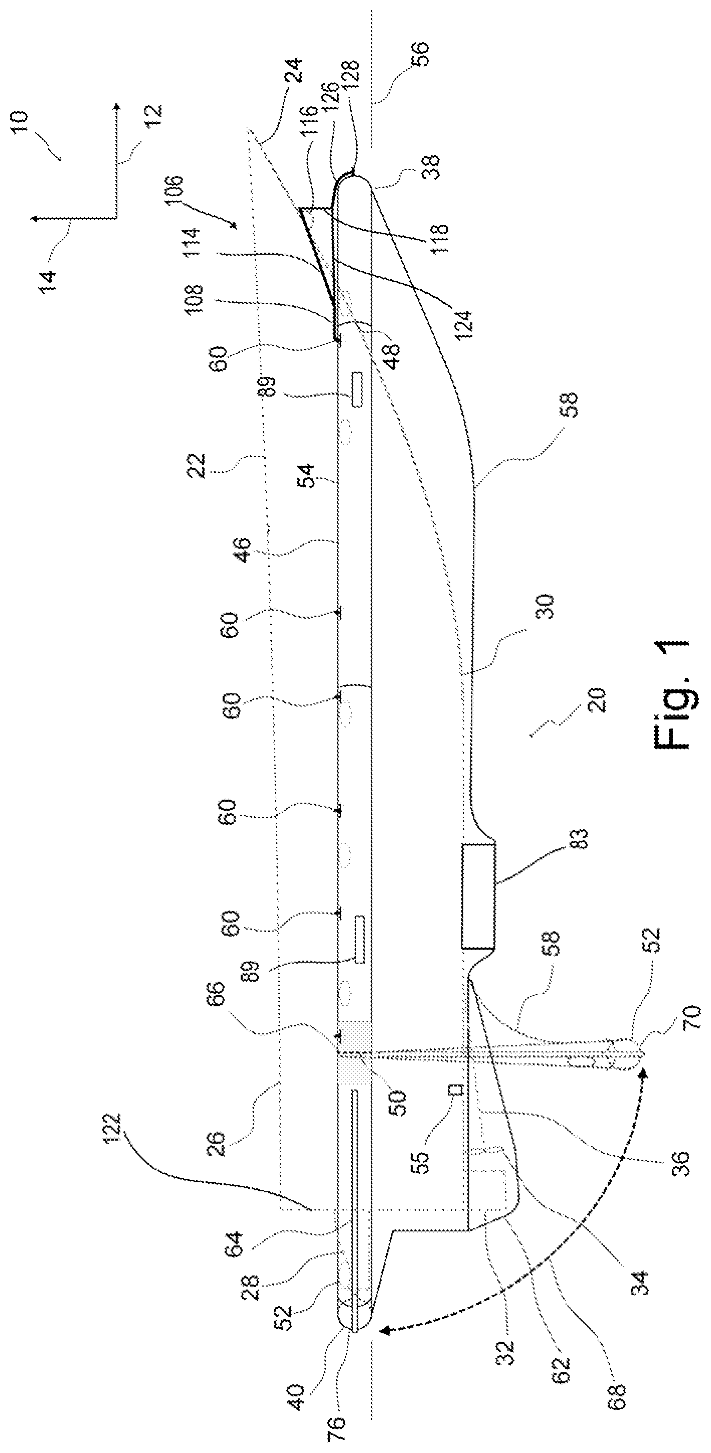 Patent US12157547 Figure 1 – Inflatable watercraft barrier