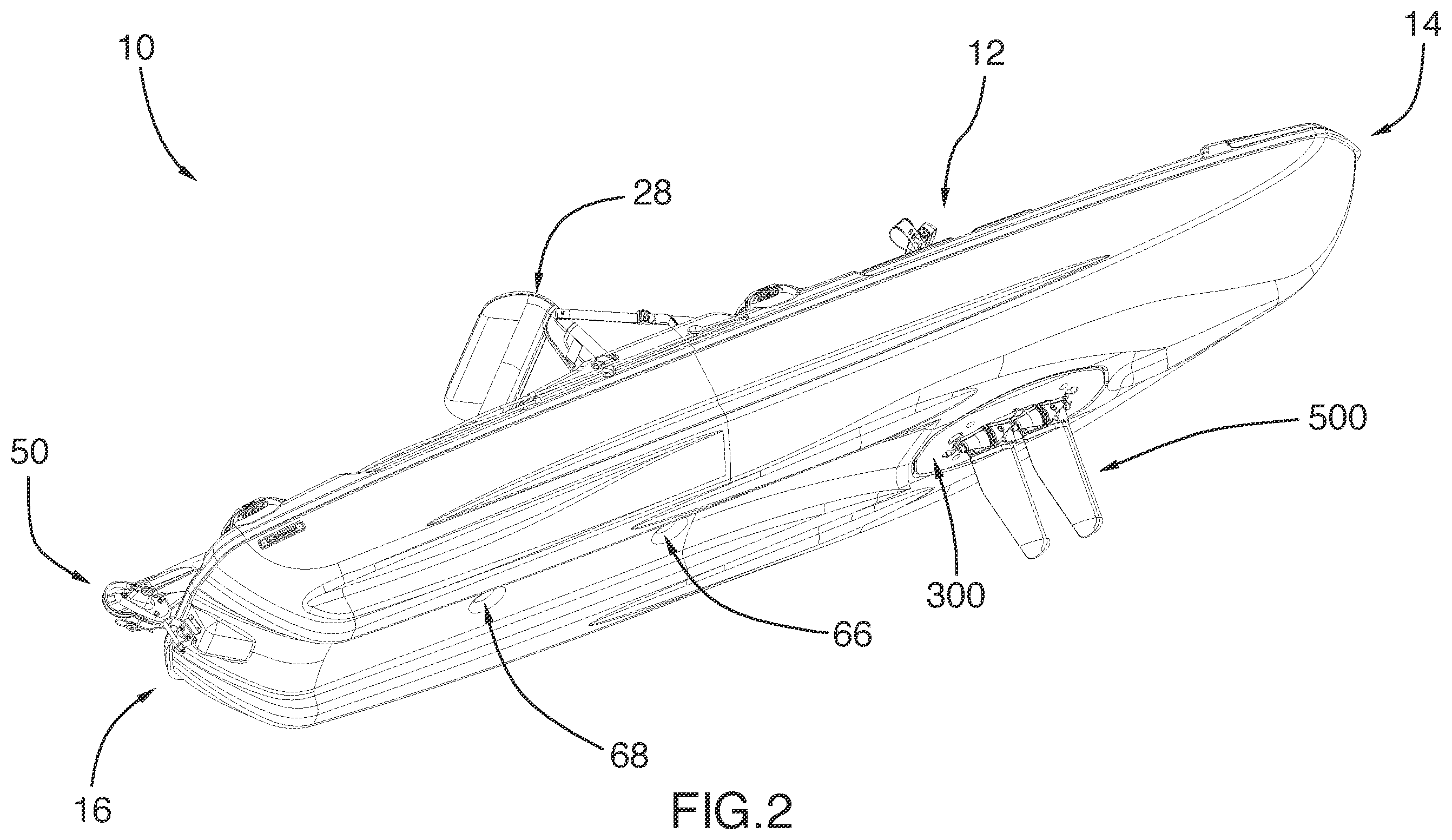 Patent US12157549 Figure 2 – Watercraft having an interface for mounting a propulsion mechanism