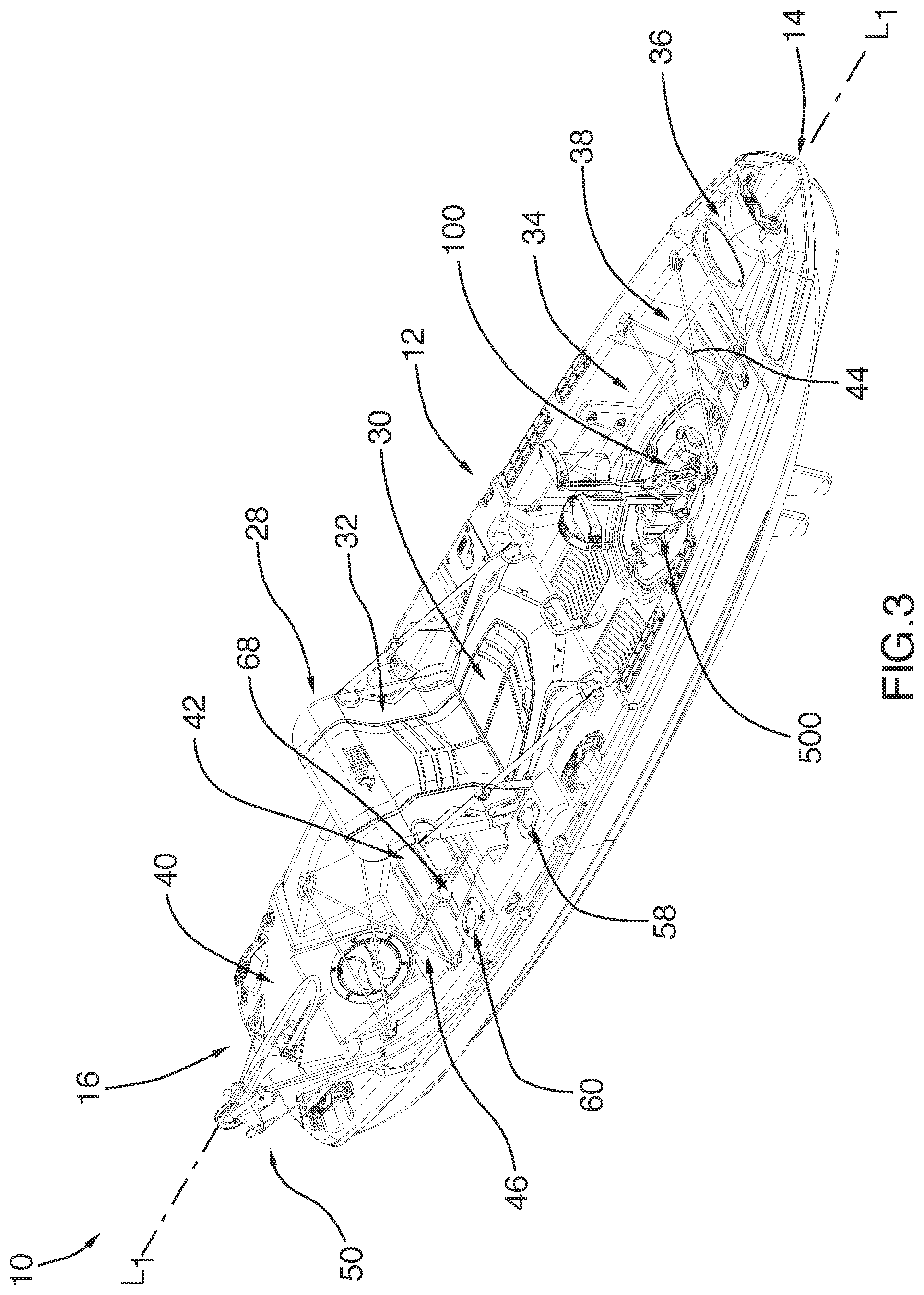 Patent US12157549 Figure 3 – Watercraft having an interface for mounting a propulsion mechanism