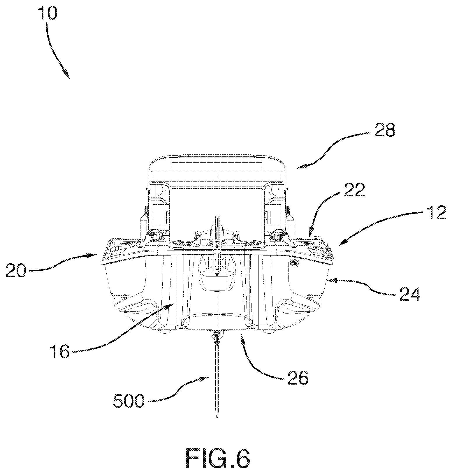 Patent US12157549 Figure 6 – Watercraft having an interface for mounting a propulsion mechanism