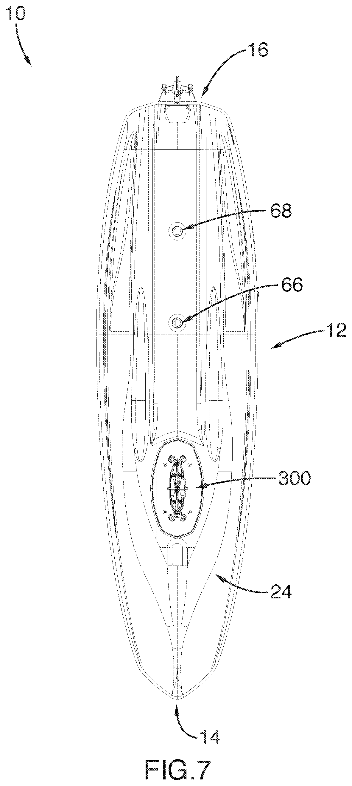 Patent US12157549 Figure 7 – Watercraft having an interface for mounting a propulsion mechanism