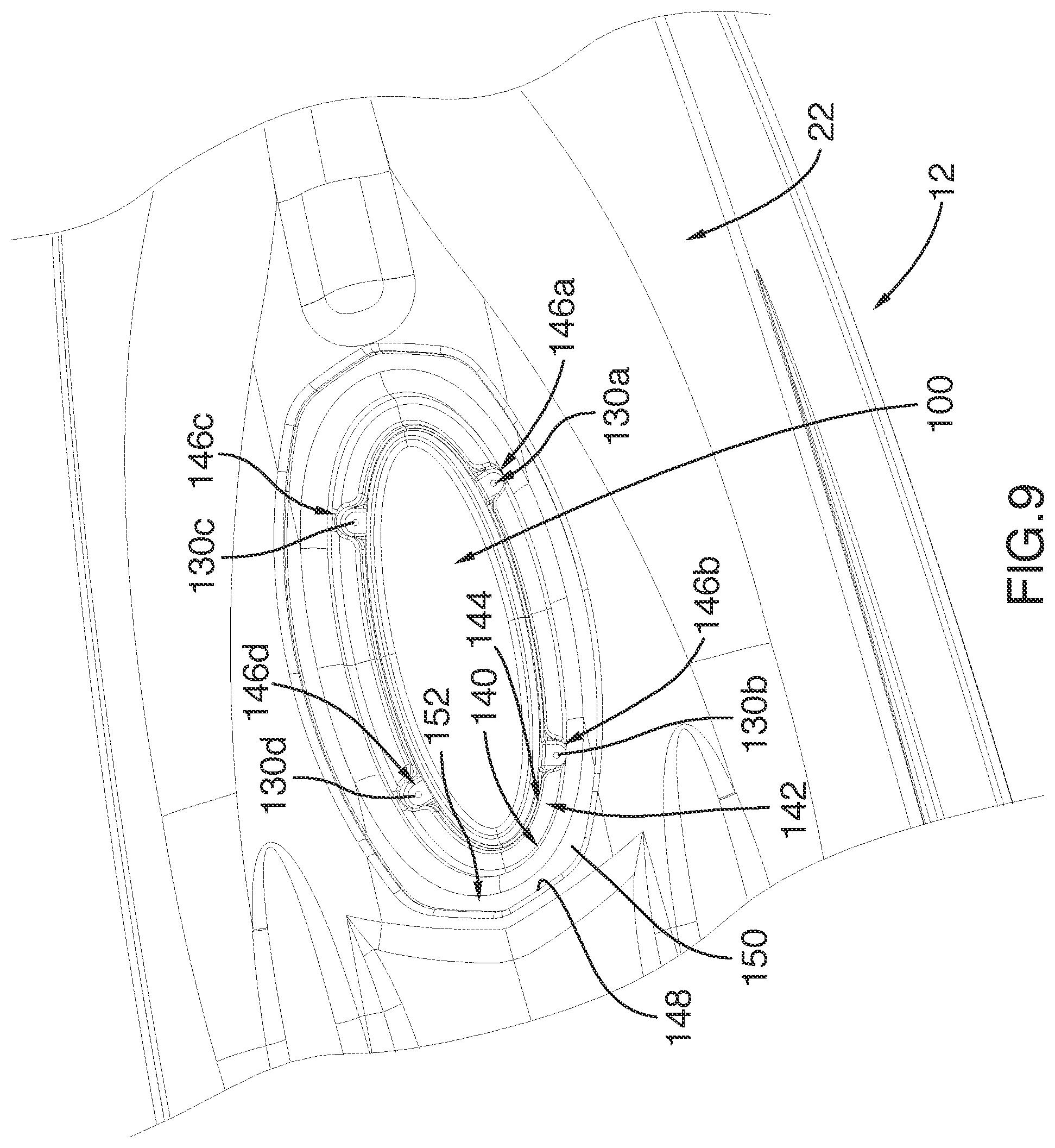 Patent US12157549 Figure 9 – Watercraft having an interface for mounting a propulsion mechanism