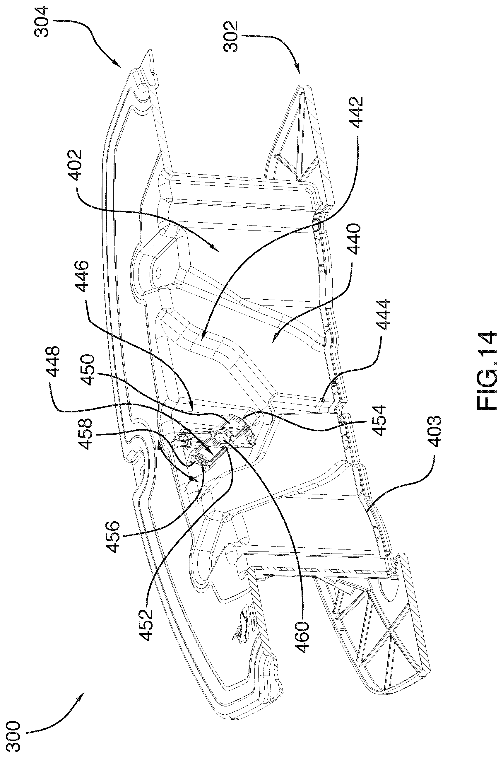 Patent US12157549 Figure 14 – Watercraft having an interface for mounting a propulsion mechanism