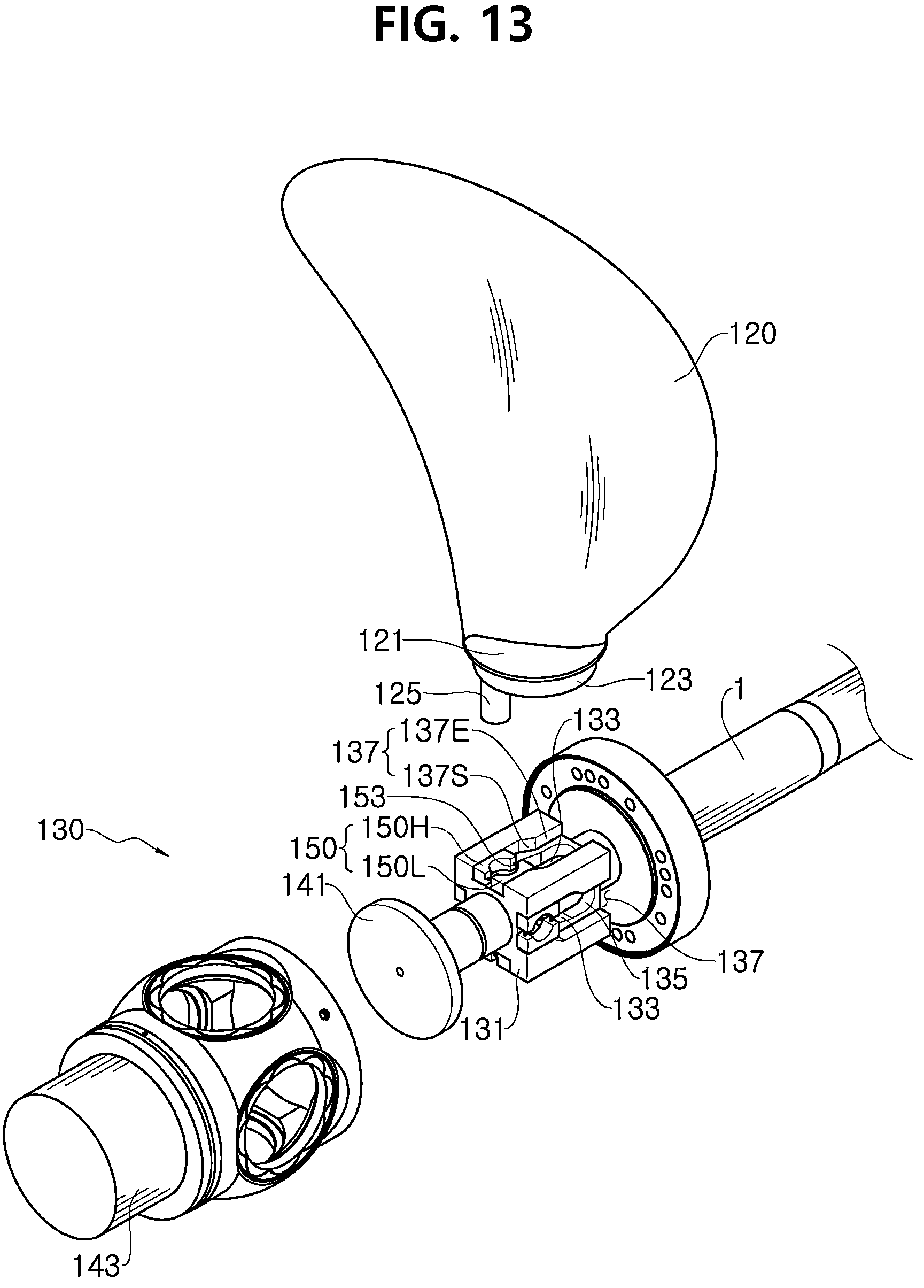 Patent US12157550 Figure 17 – Variable-pitch propeller having optimal hub-to-tip diameter ratio