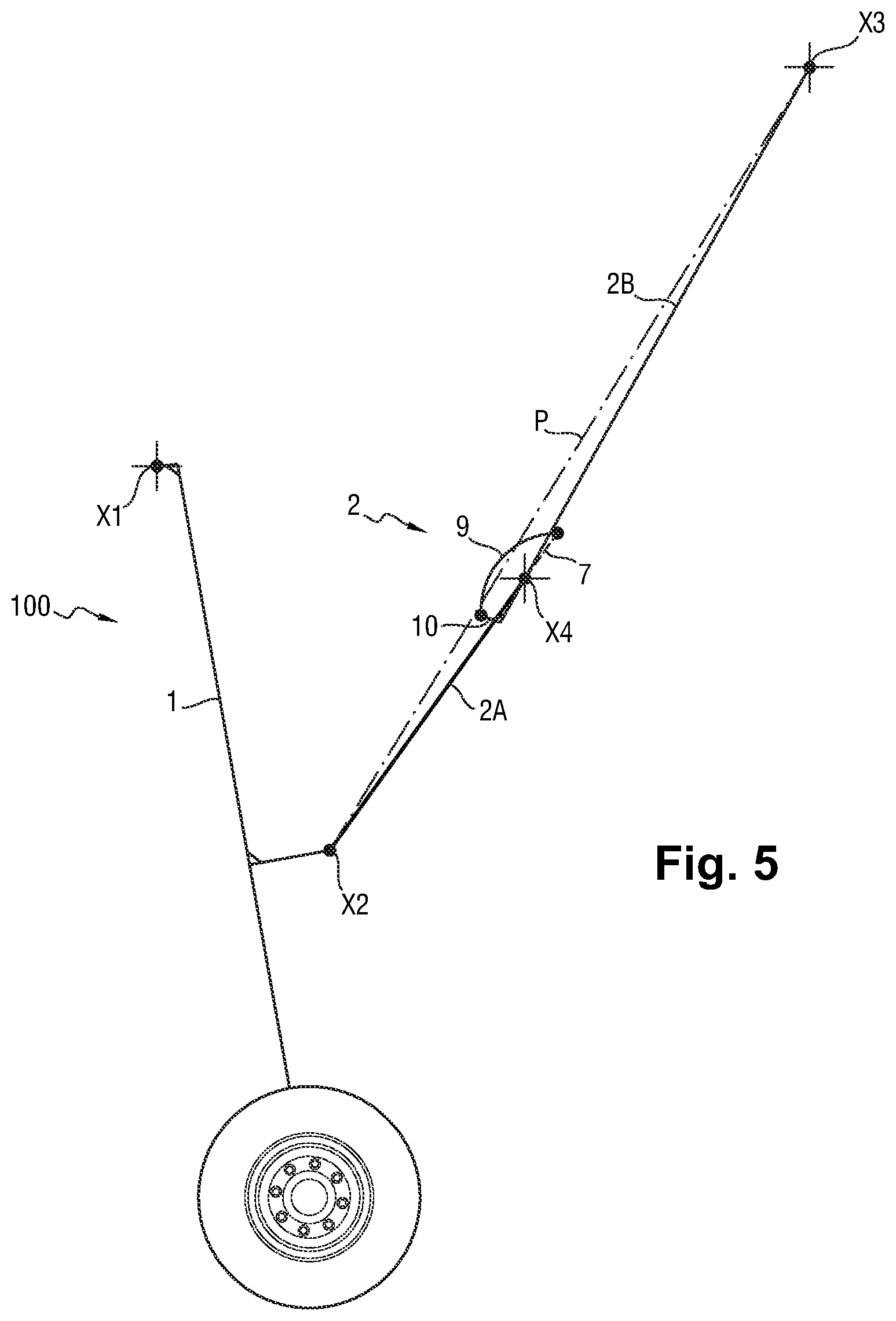 Patent US12157557 Figure 5 – Retractable aircraft landing gear provided with a strut having an integrated actuator