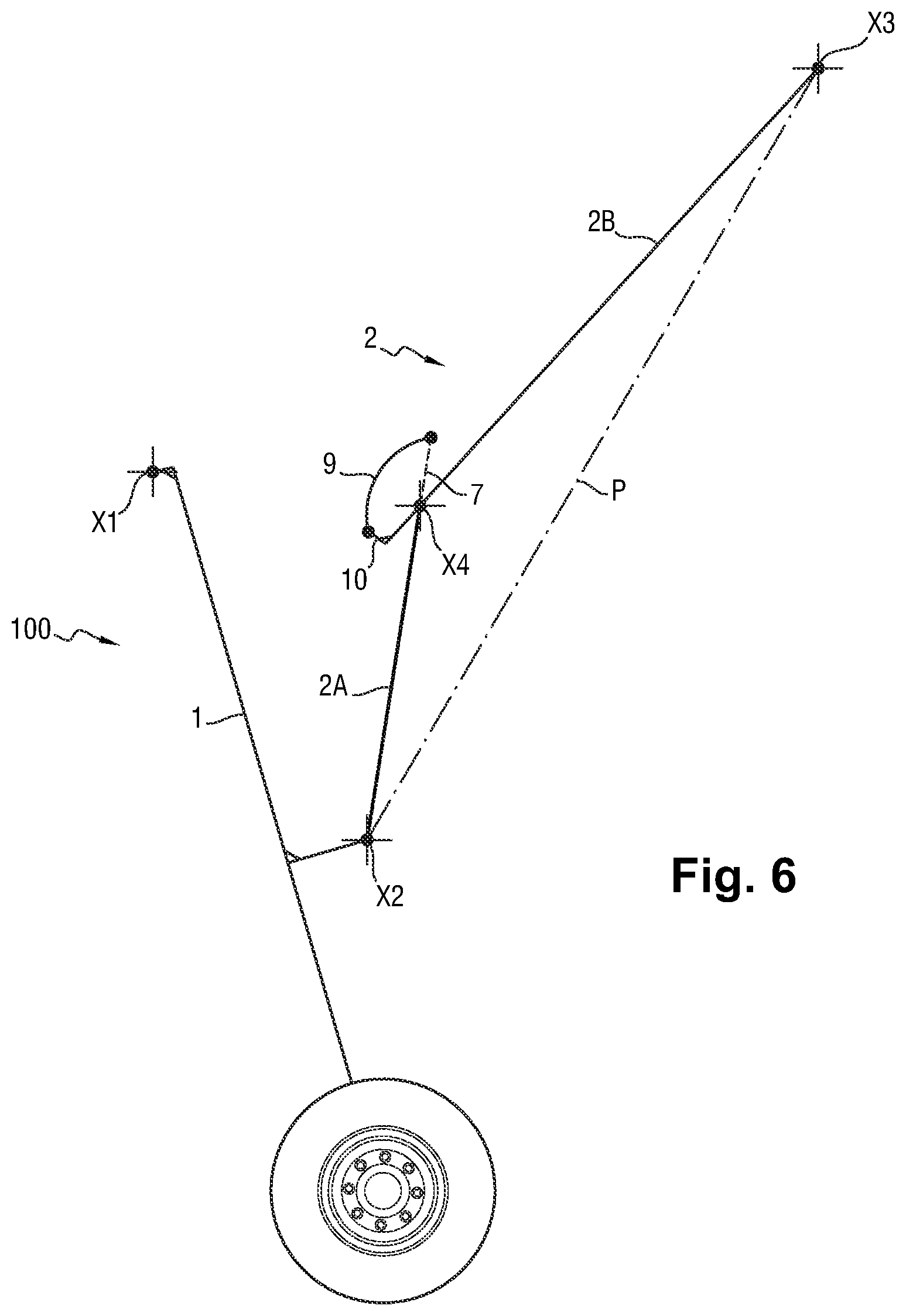 Patent US12157557 Figure 6 – Retractable aircraft landing gear provided with a strut having an integrated actuator