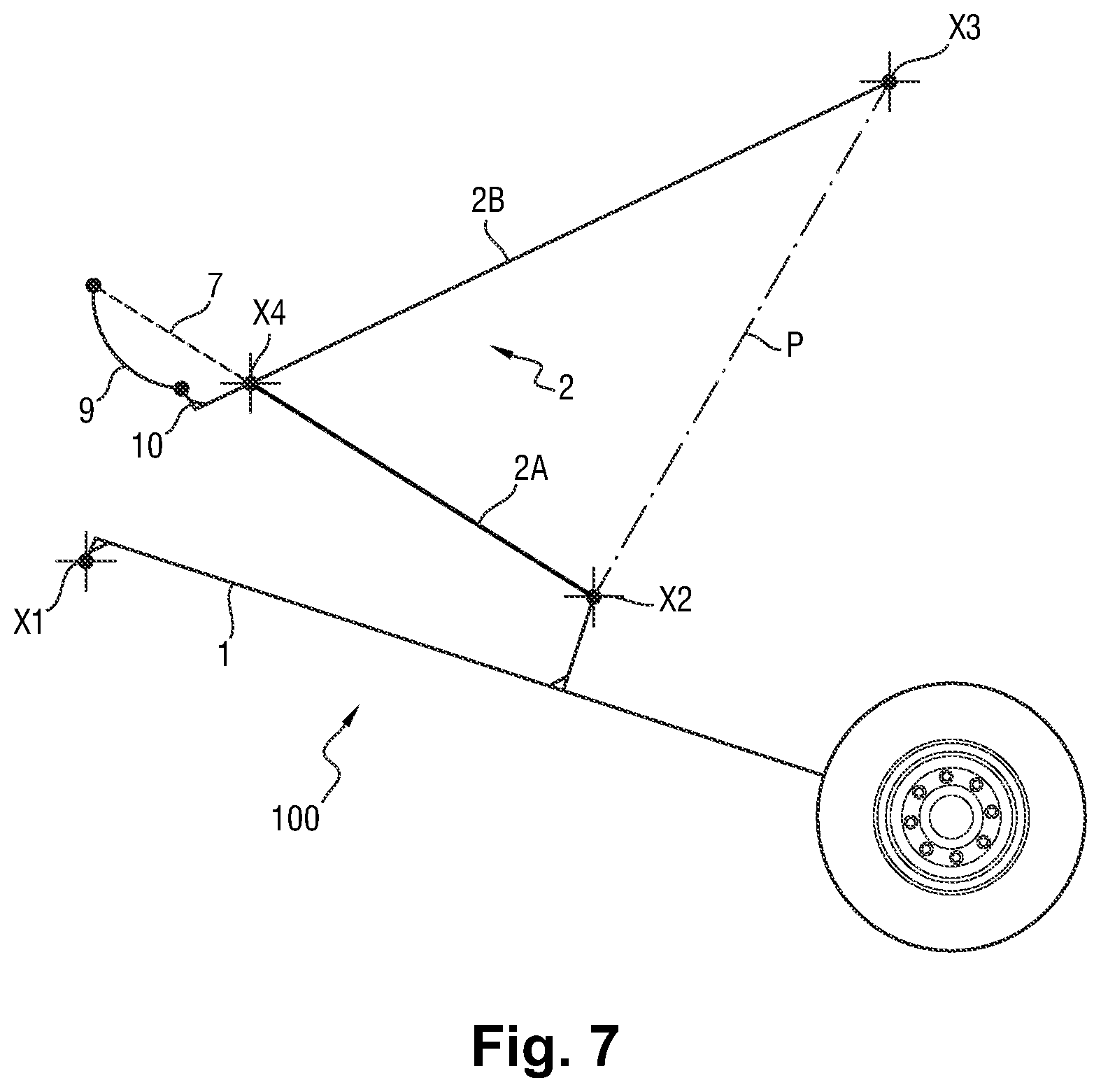 Patent US12157557 Figure 7 – Retractable aircraft landing gear provided with a strut having an integrated actuator