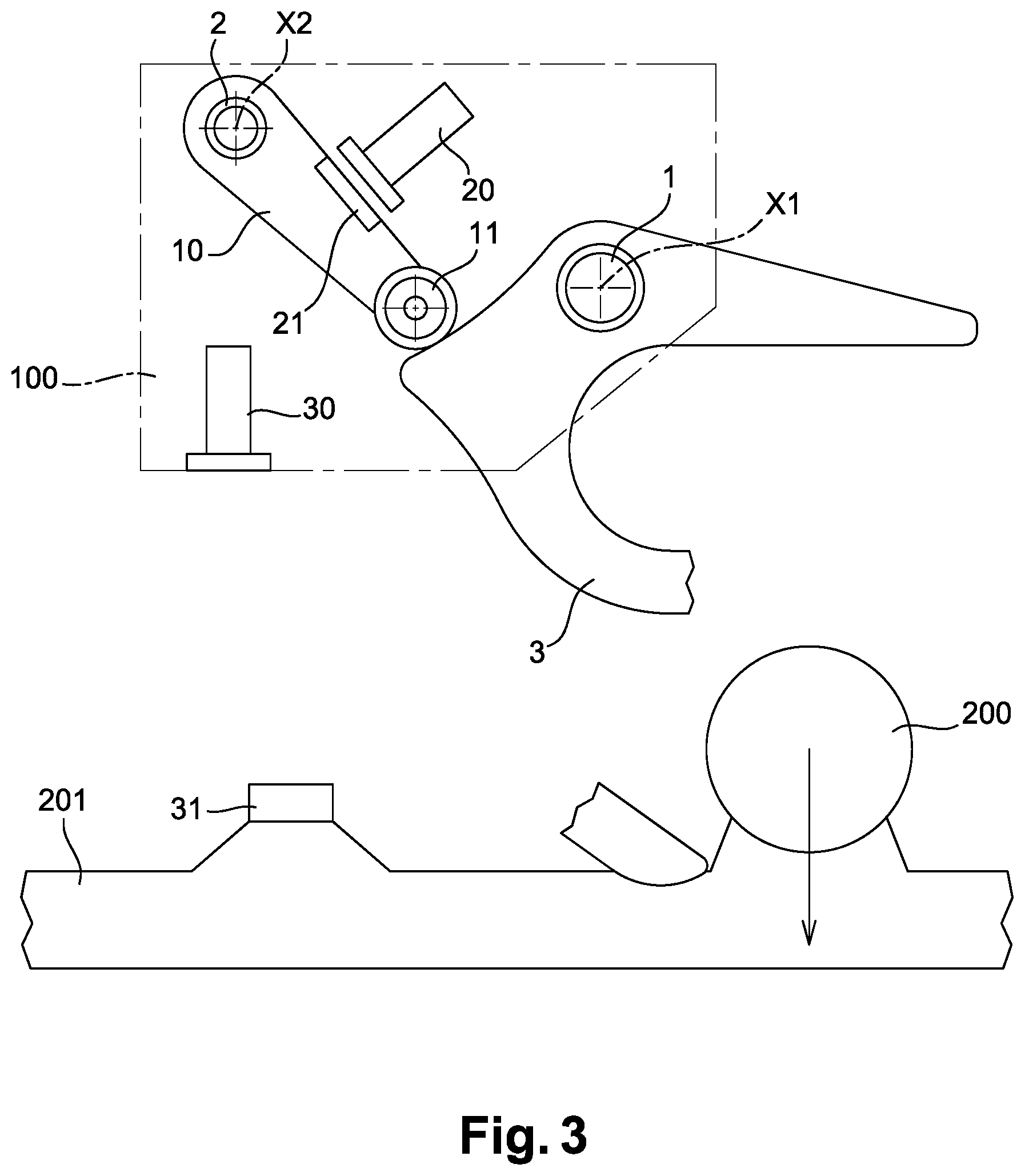 Patent US12157558 Figure 2 – Uplock provided with retention detection means