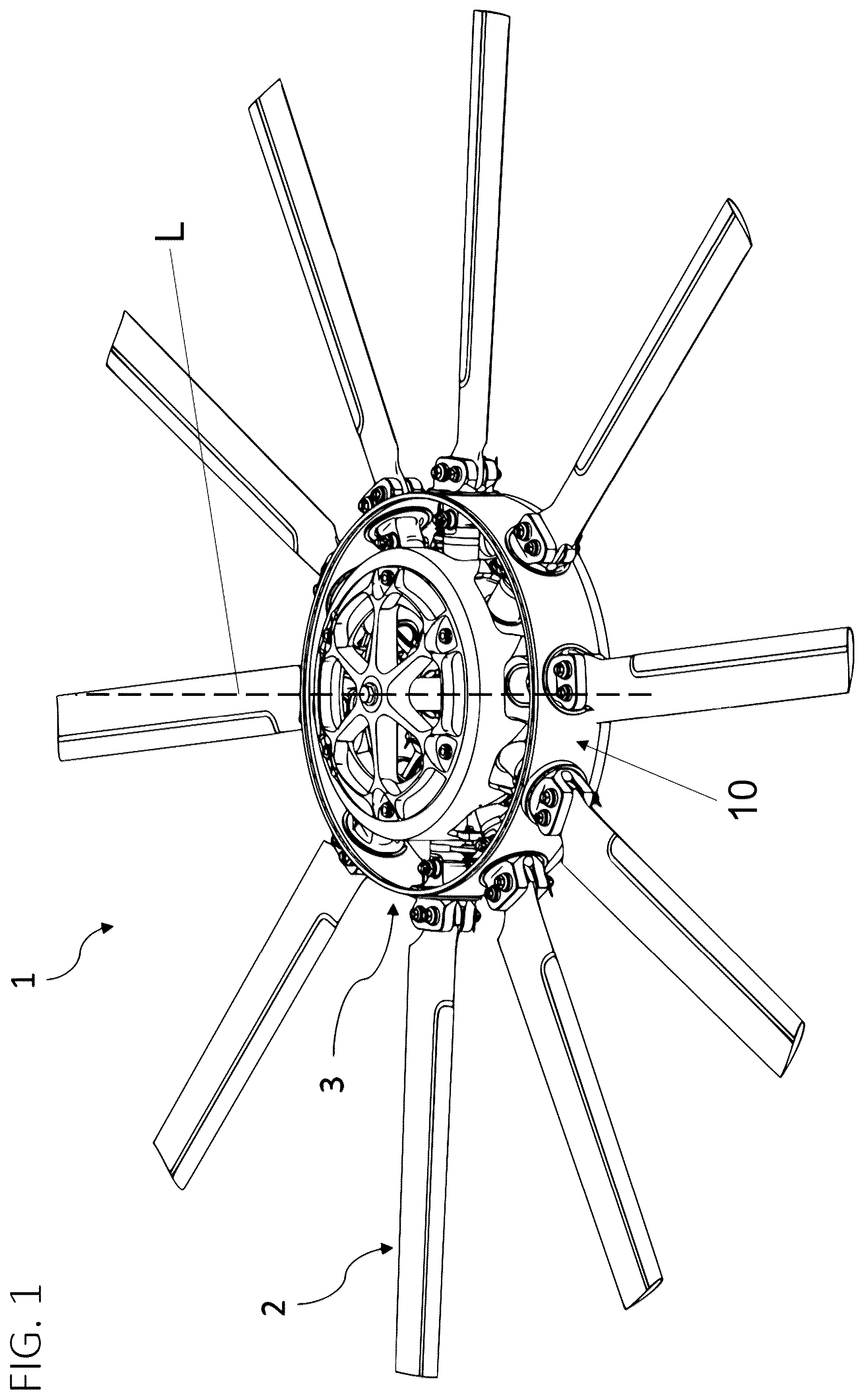 Patent US12157563 Figure 1 – Connection between a pitch control unit arm and a pitch horn