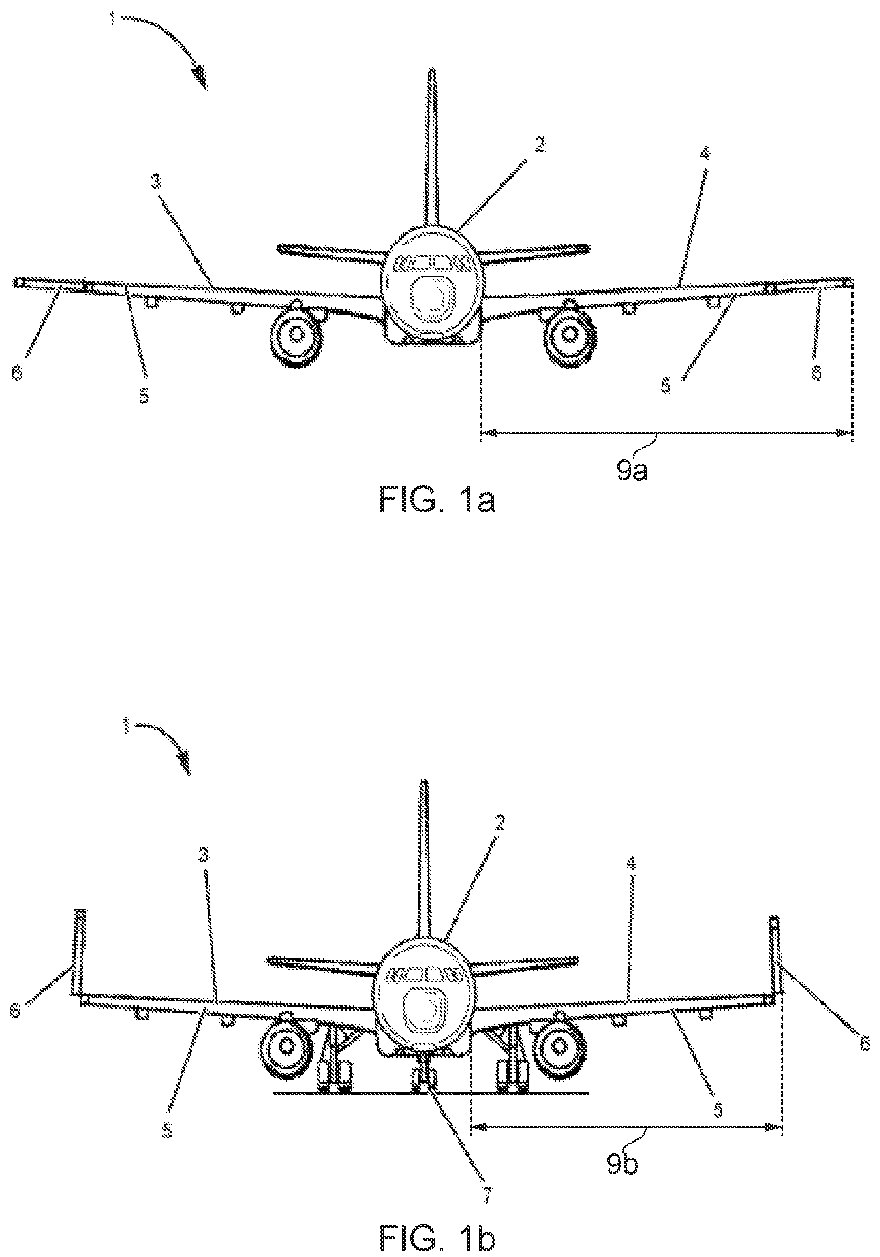 Patent US12157567 Figure 1 – Aircraft wing with movable wing tip device