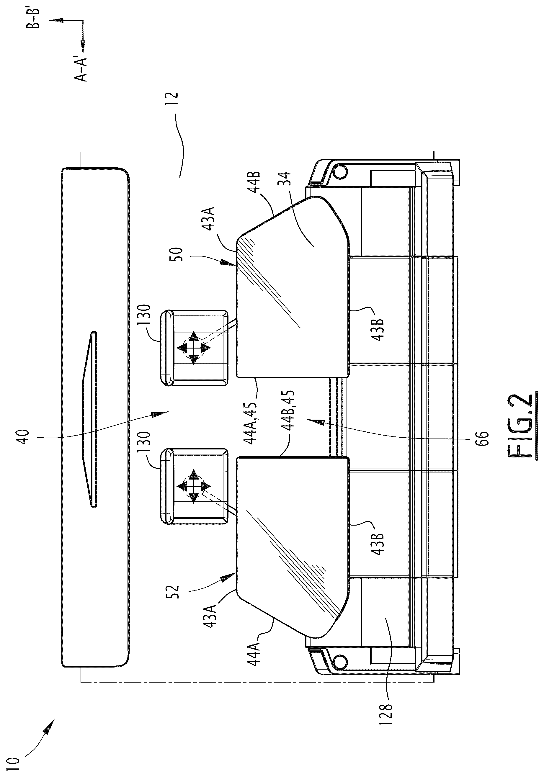 Patent US12157574 Figure 2 – Interior layout of an aircraft cabin and associated method