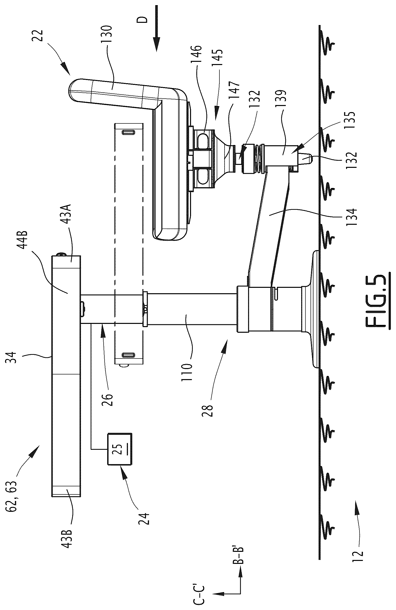 Patent US12157574 Figure 5 – Interior layout of an aircraft cabin and associated method