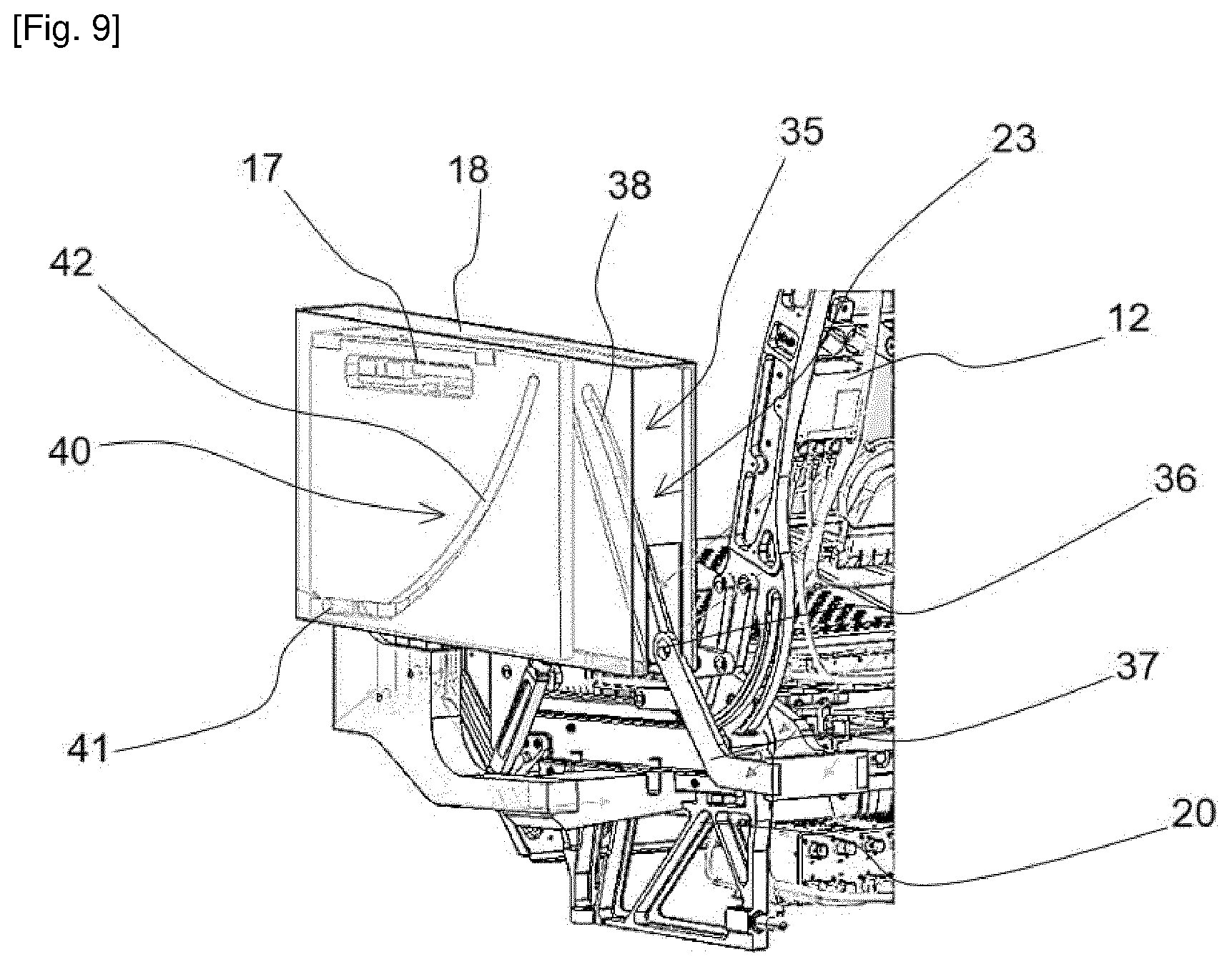 Patent US12157575 Figure 7 – Actuatorless movable seat armrest