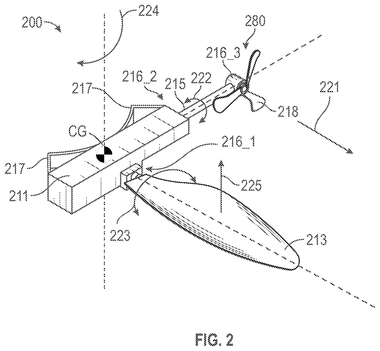 Patent US12157587 Figure 2 – Rotary and fixed wing convertible aircraft with monocopters