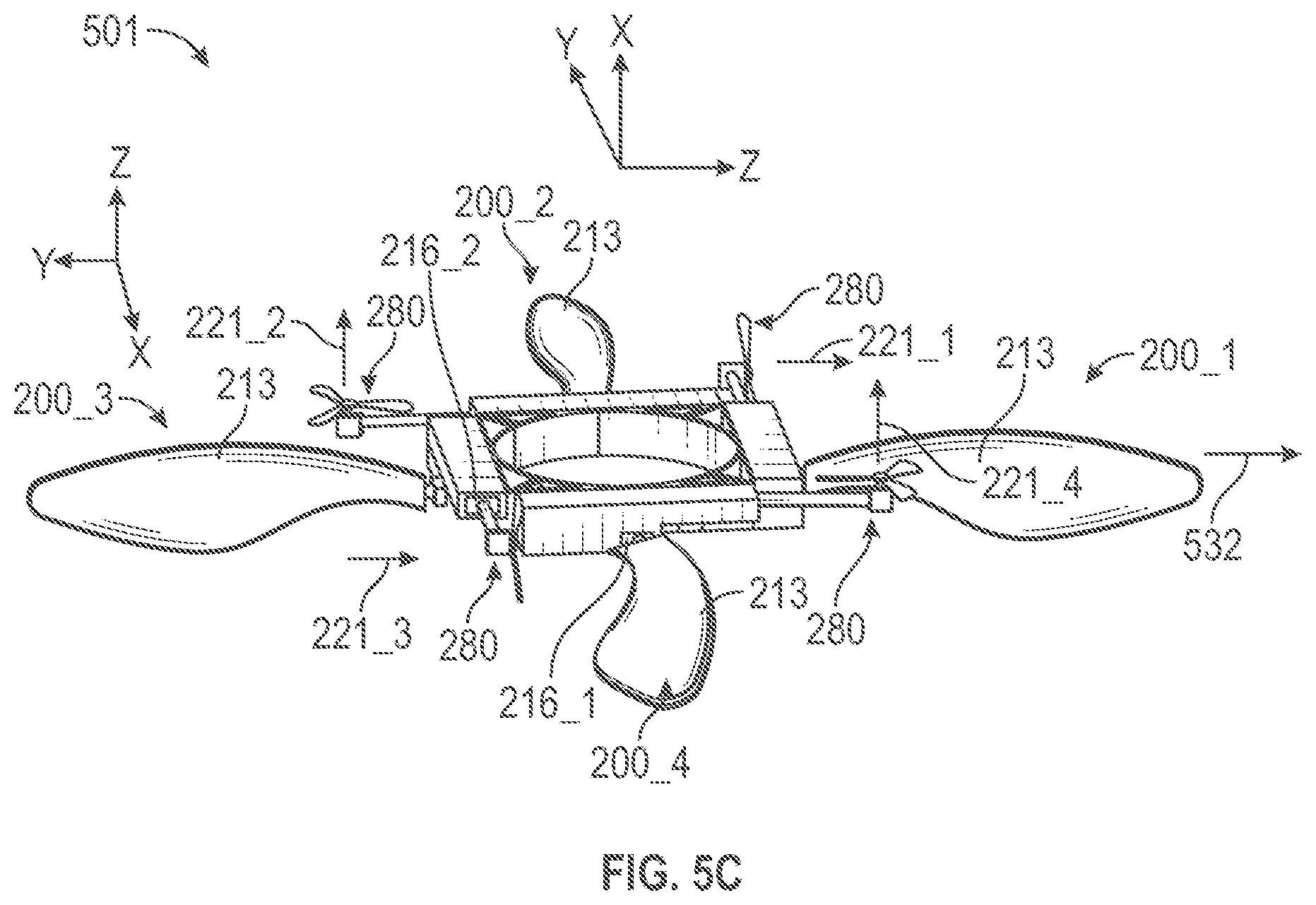 Patent US12157587 Figure 6 – Rotary and fixed wing convertible aircraft with monocopters