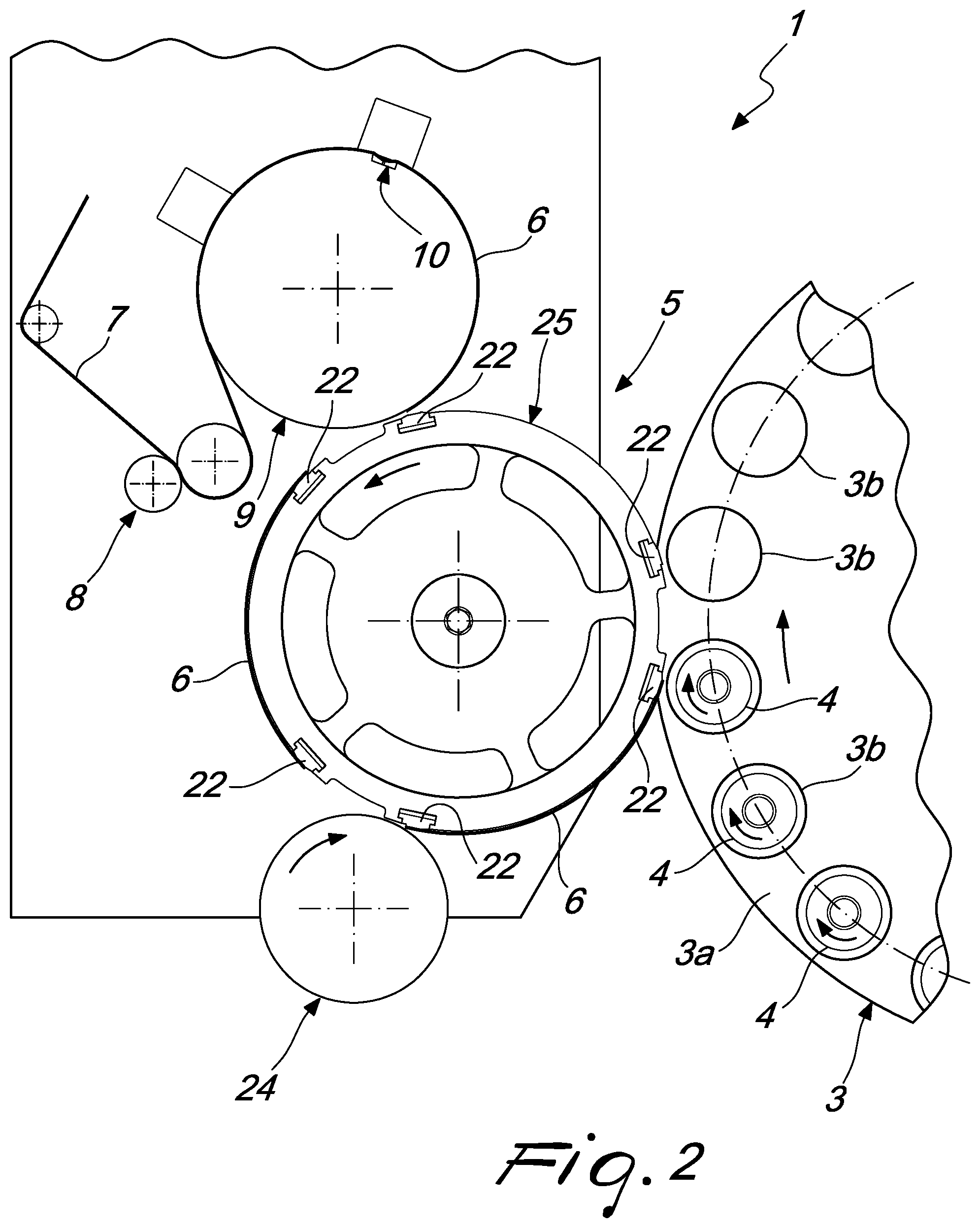 Patent US12157599 Figure 2 – Container labeling machine