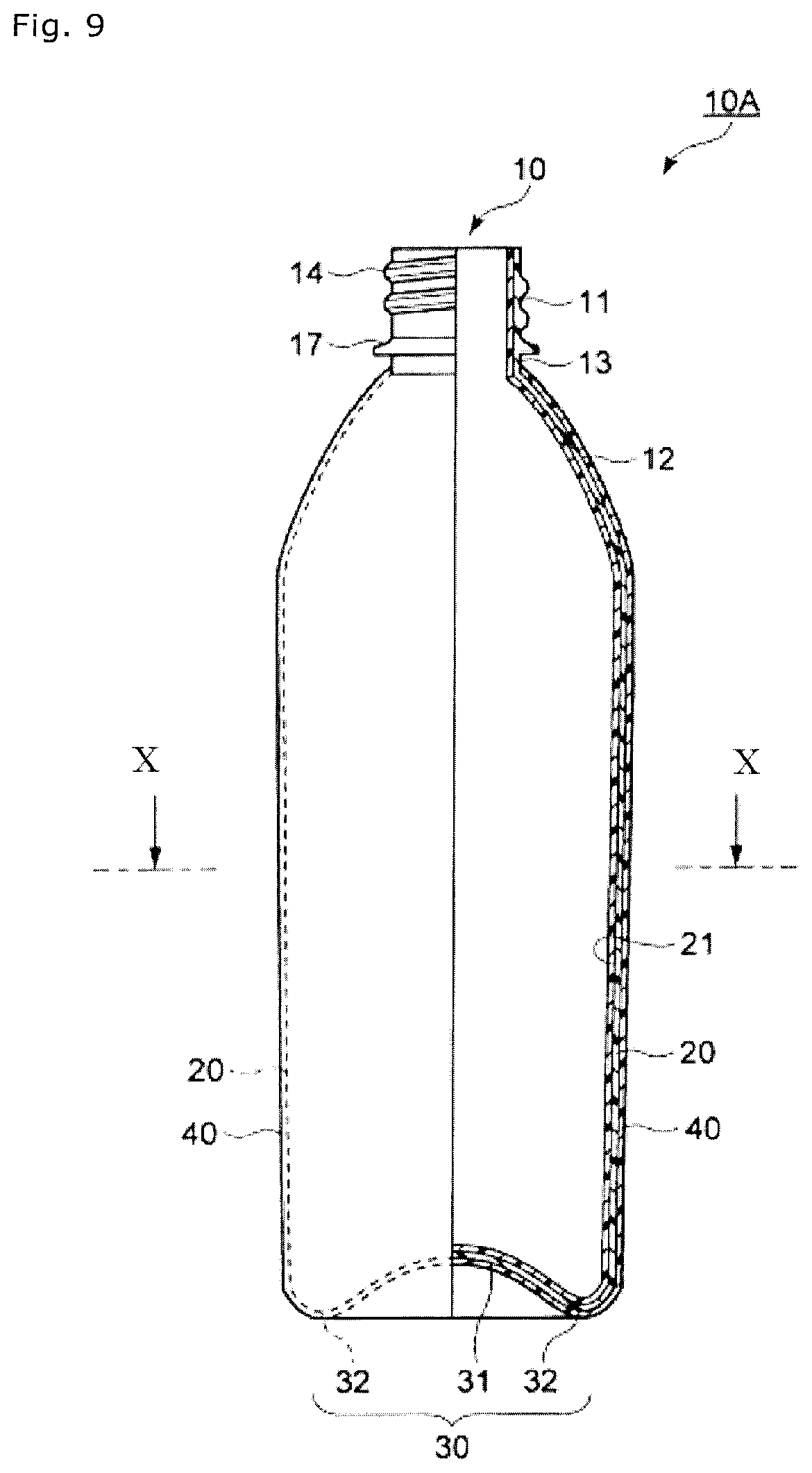 Patent US12157601 Figure 8 – Composite preform and method for producing the same, composite container and method for producing the same, and composite container product loaded with beer