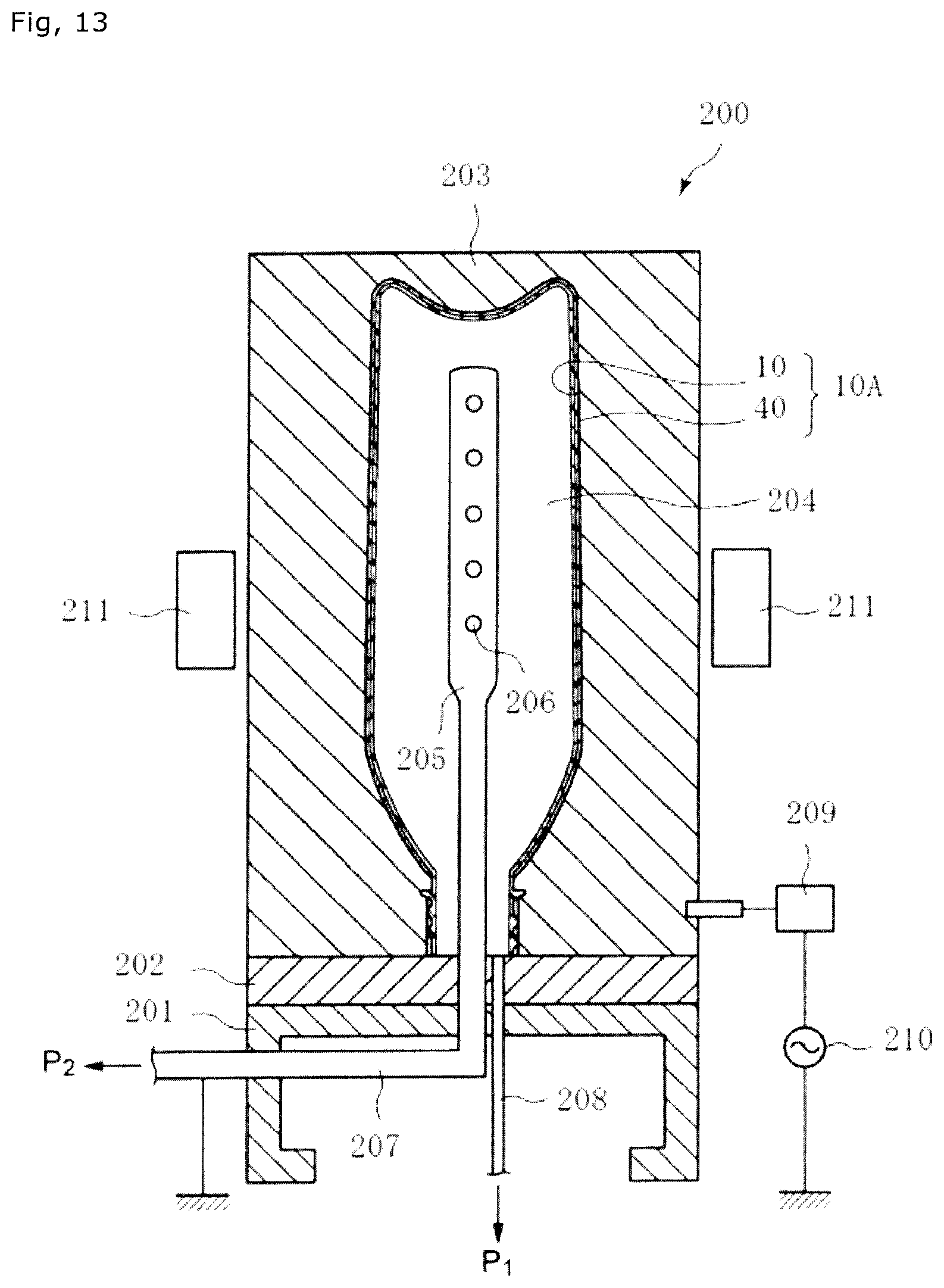 Patent US12157601 Figure 12 – Composite preform and method for producing the same, composite container and method for producing the same, and composite container product loaded with beer