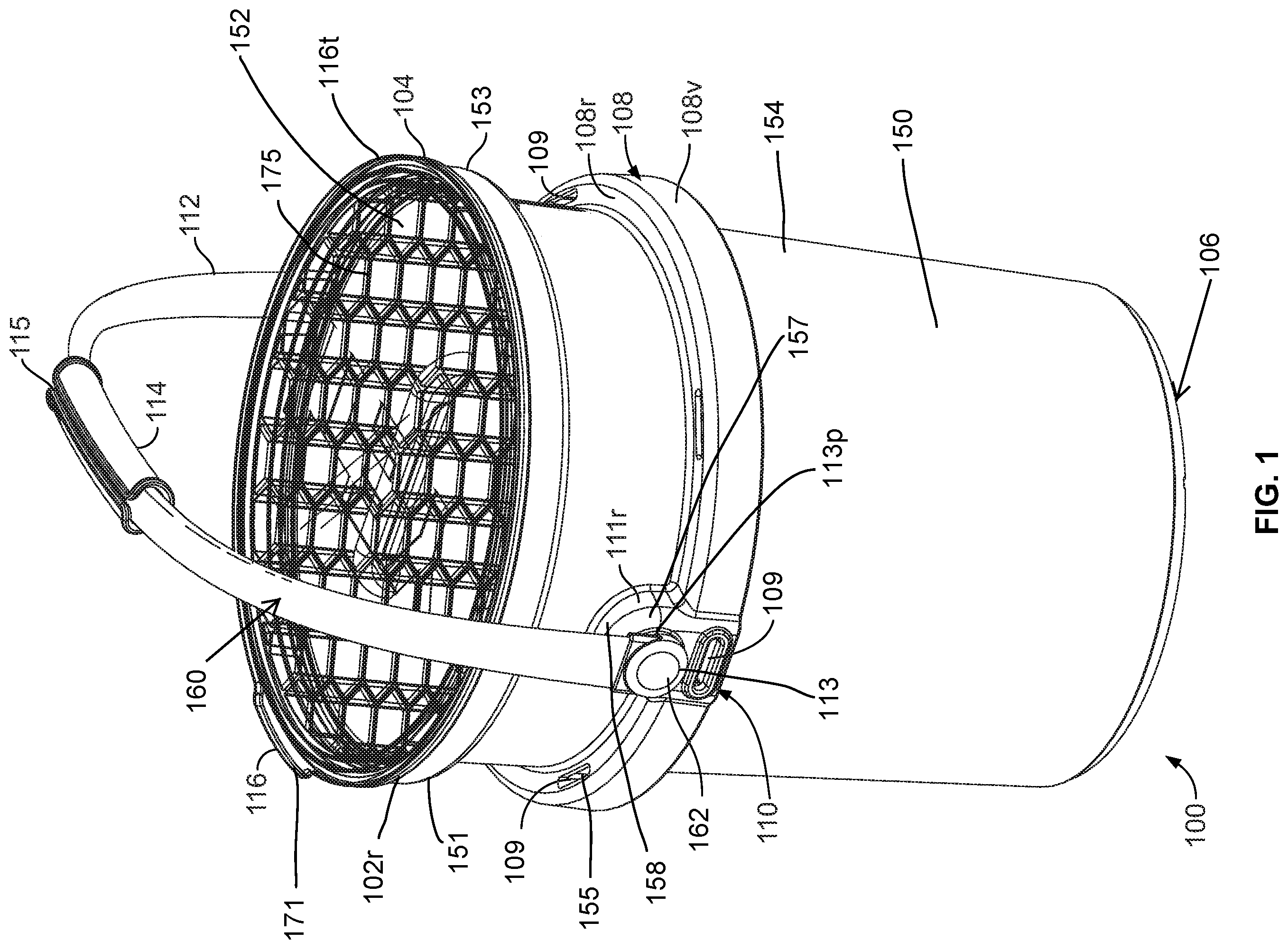Patent US12157604 Figure 1 – Portable container and container assembly