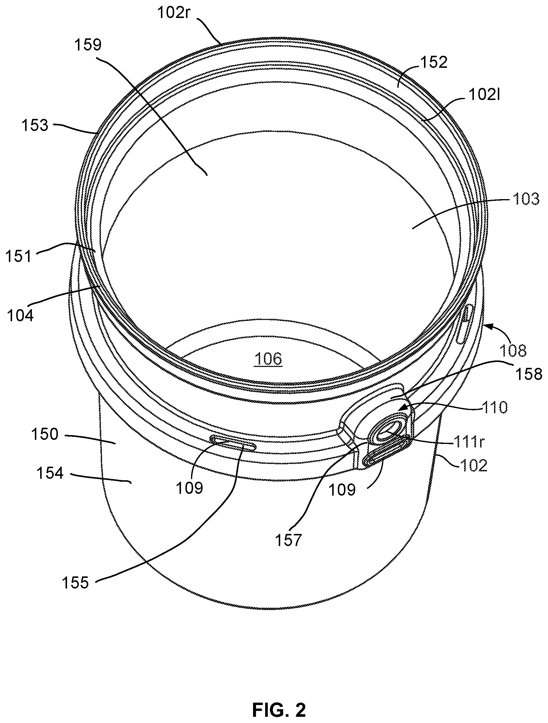 Patent US12157604 Figure 2 – Portable container and container assembly