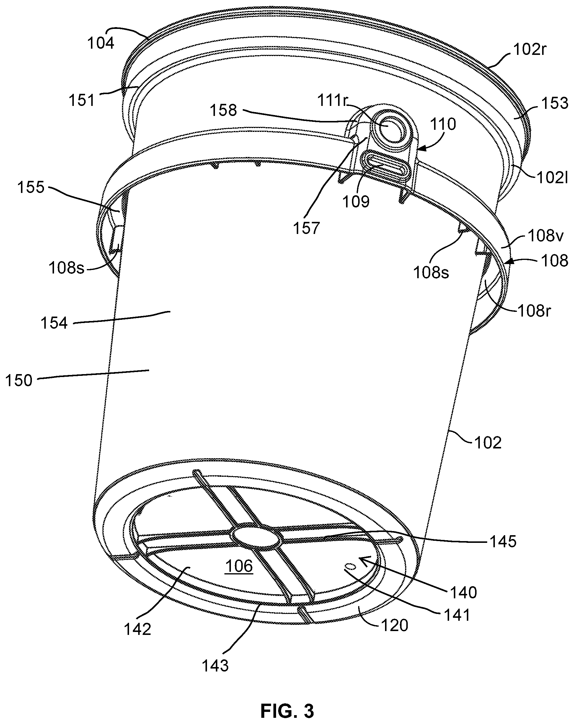 Patent US12157604 Figure 3 – Portable container and container assembly