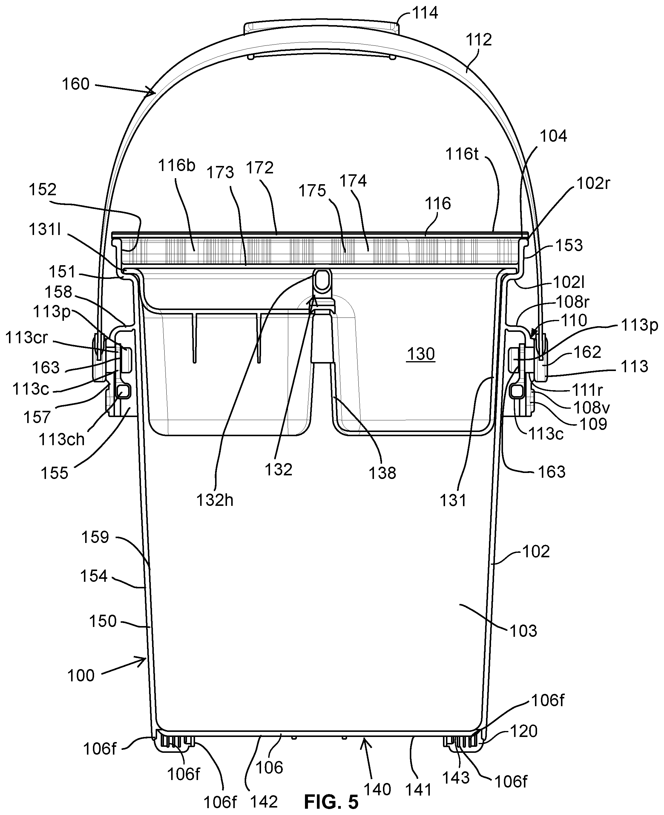 Patent US12157604 Figure 5 – Portable container and container assembly