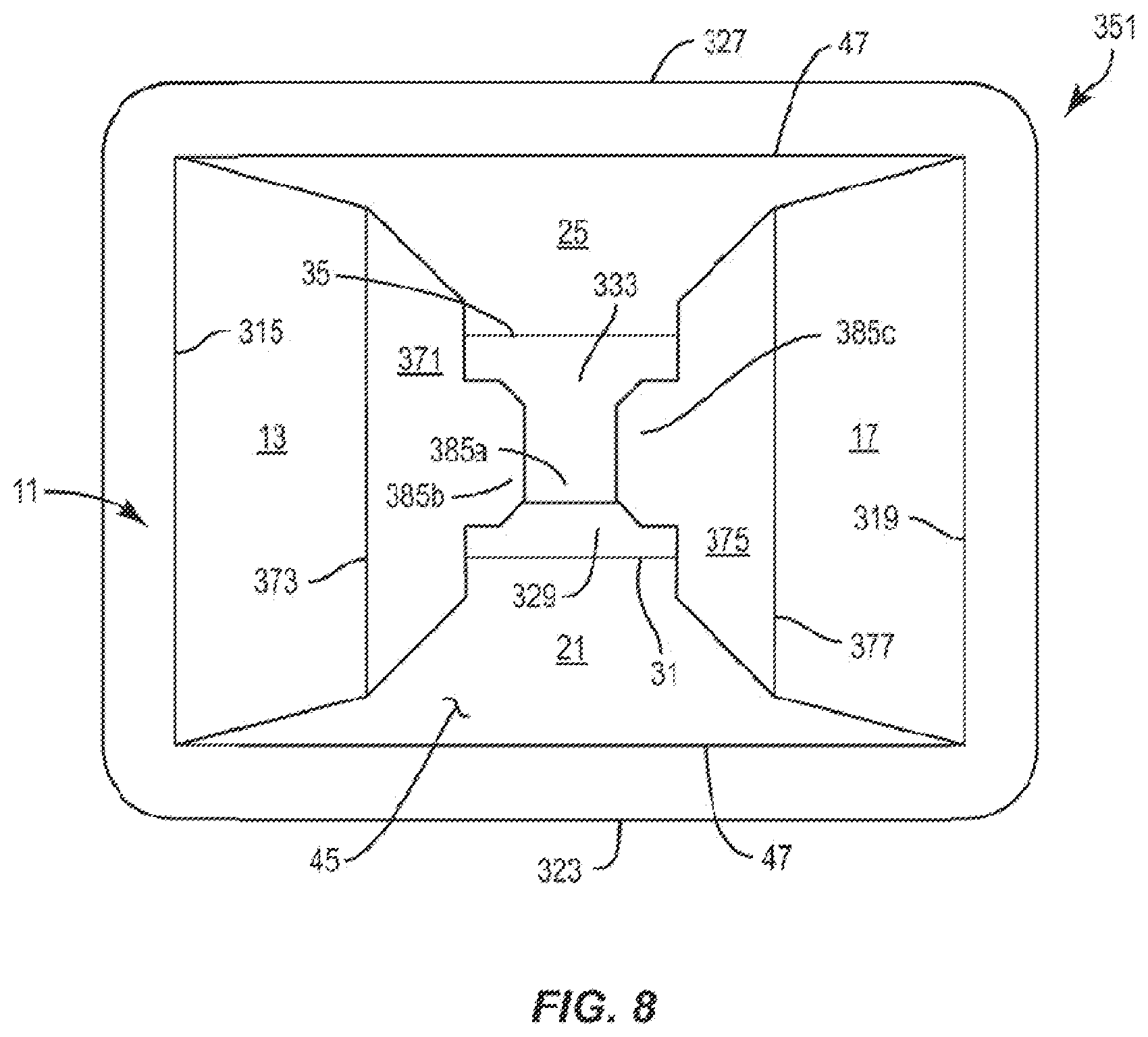 Patent US12157611 Figure 8 – Container with liner