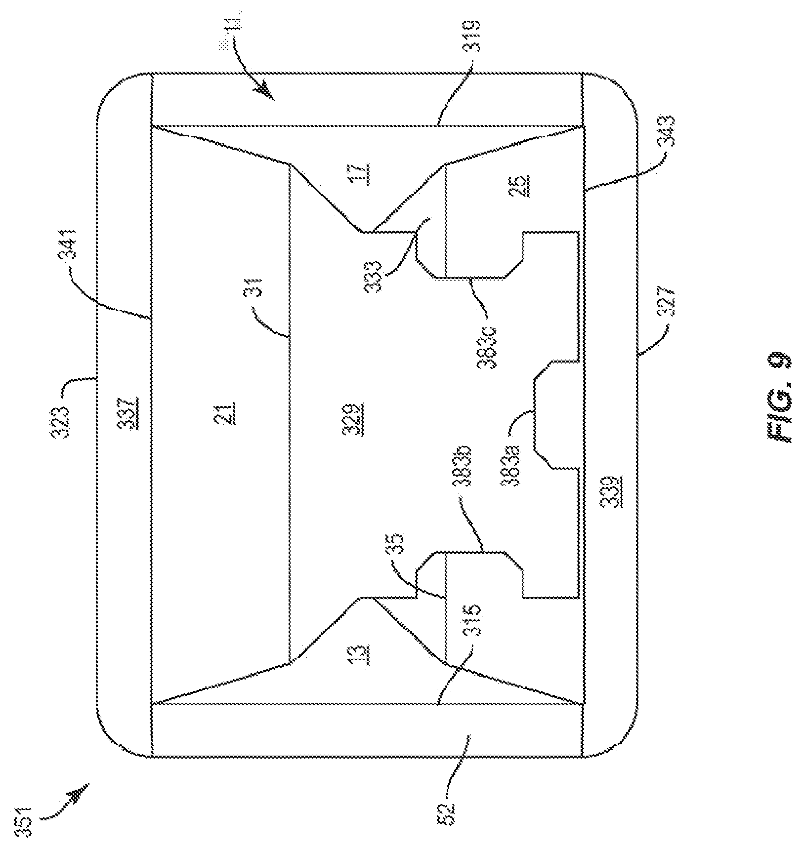 Patent US12157611 Figure 9 – Container with liner