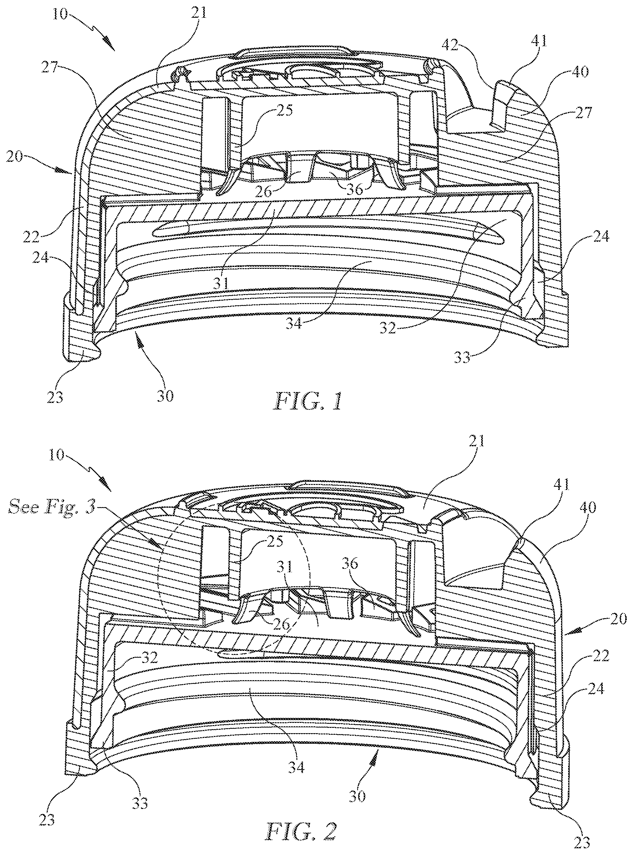 Patent US12157613 Figure 1 – Selectively openable closure for a container