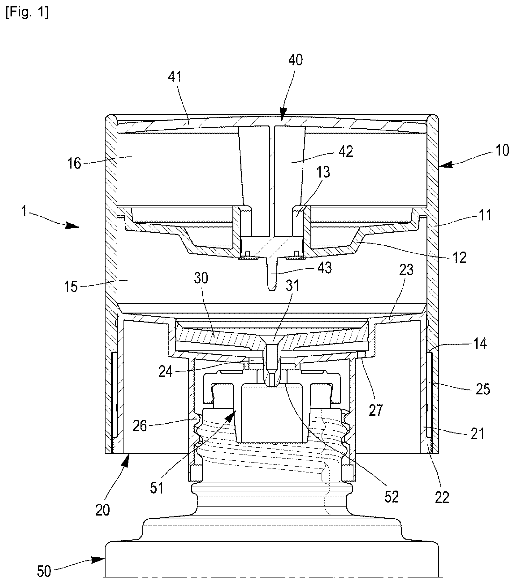 Patent US12157614 Figure 1 – Stopper designed to contain a fluid