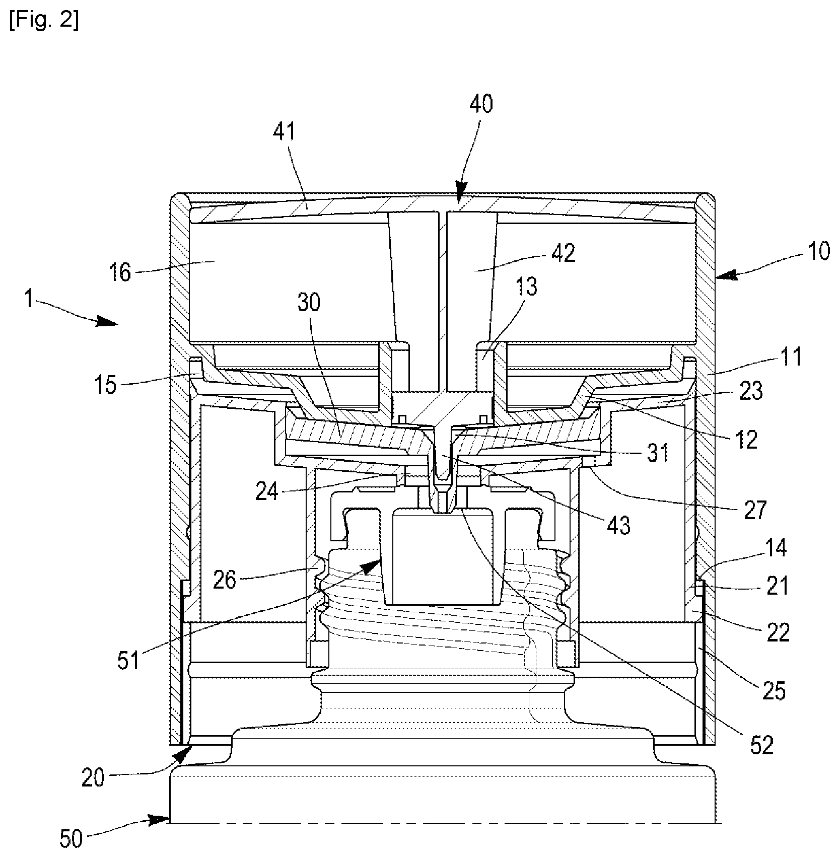 Patent US12157614 Figure 2 – Stopper designed to contain a fluid