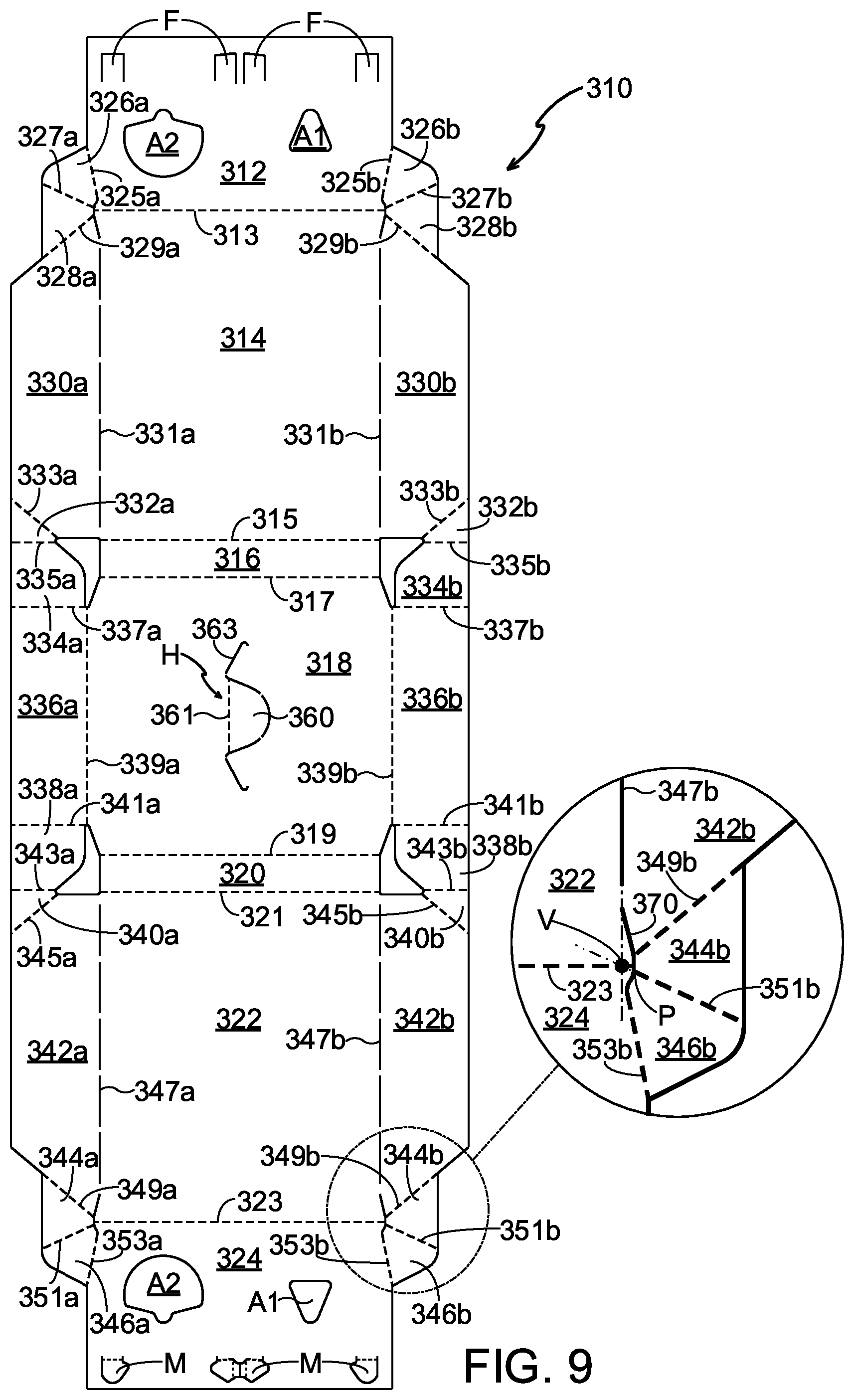 Patent US12157615 Figure 9 – Carton and blank therefor