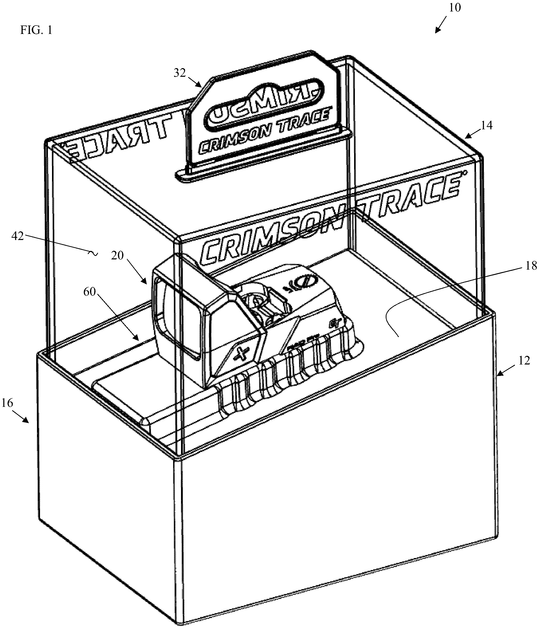 Patent US12157618 Figure 1 – Optical sighting device packaging