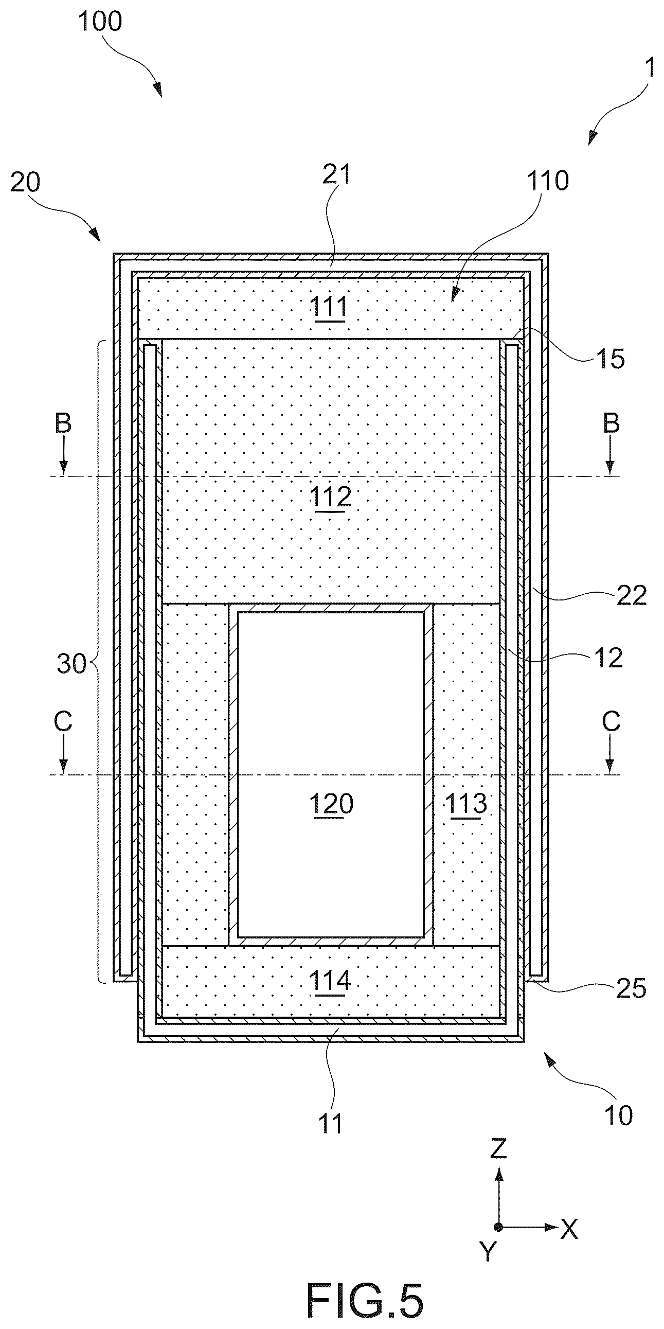 Patent US12157622 Figure 5 – Thermal insulation container and heat/cold insulation apparatus using the same