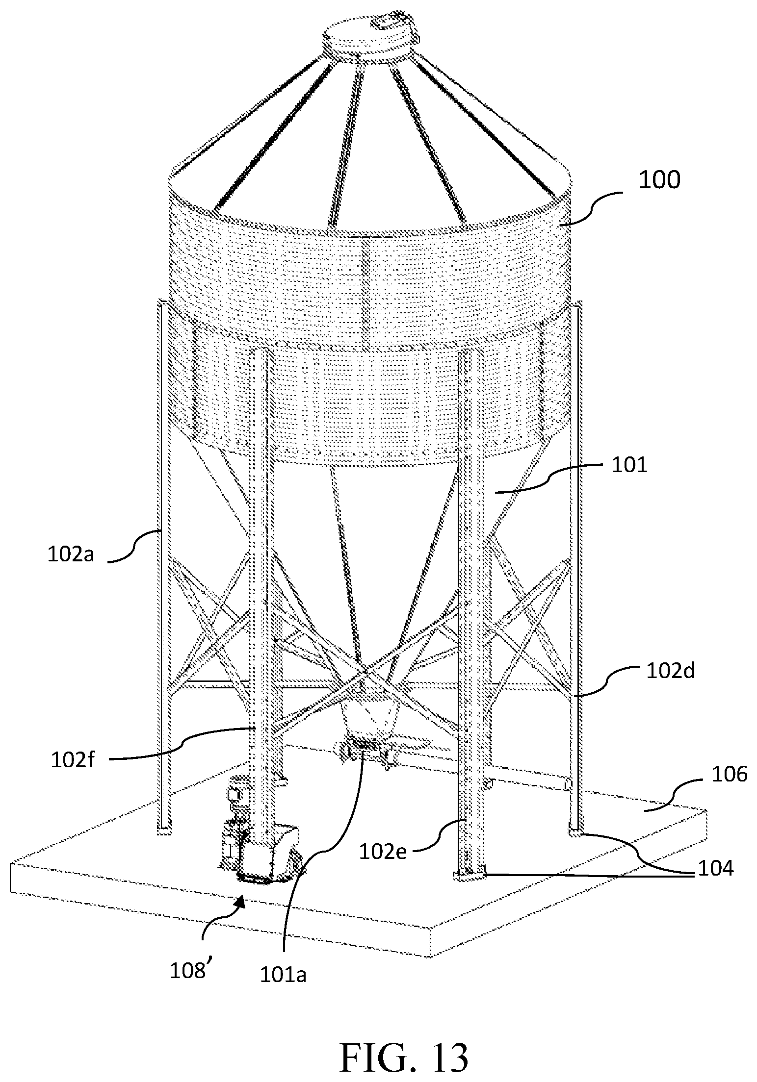 Patent US12157627 Figure 7 – Feed bin anti-bridge device