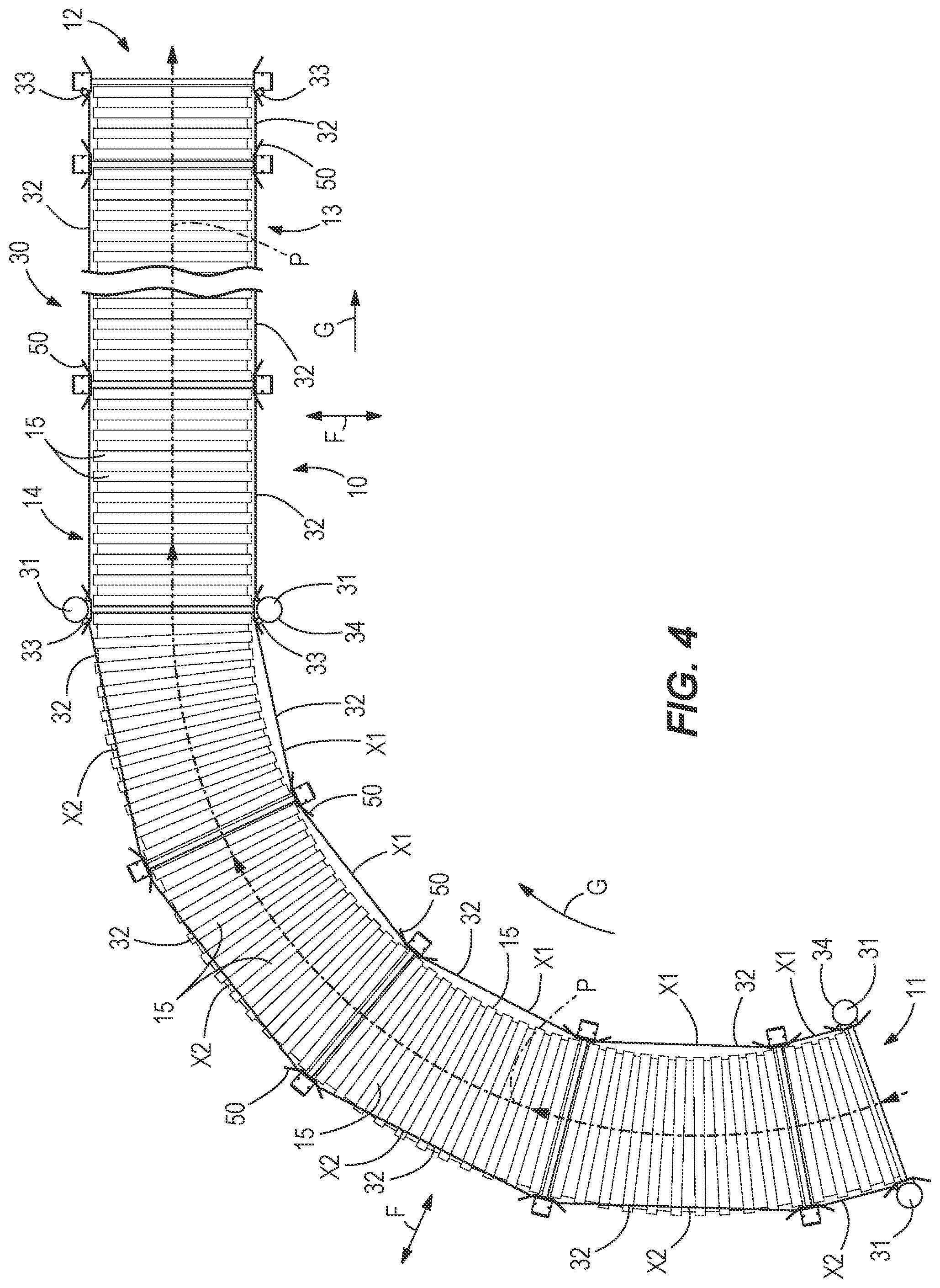 Patent US12157637 Figure 3 – Guide system for conveyors