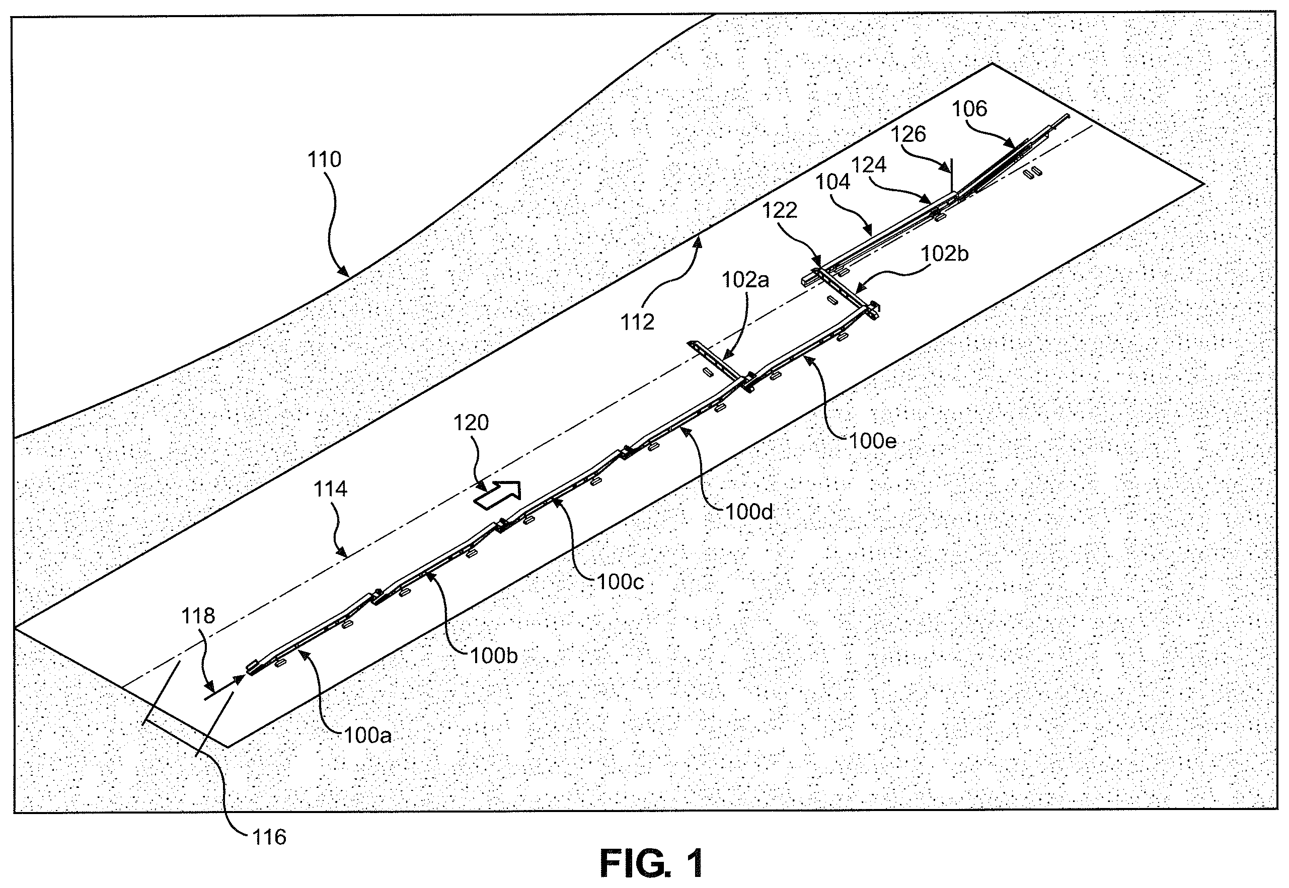 Patent US12157645 — System and method for uninterrupted flow stacking with mobile conveyors — Figure 1