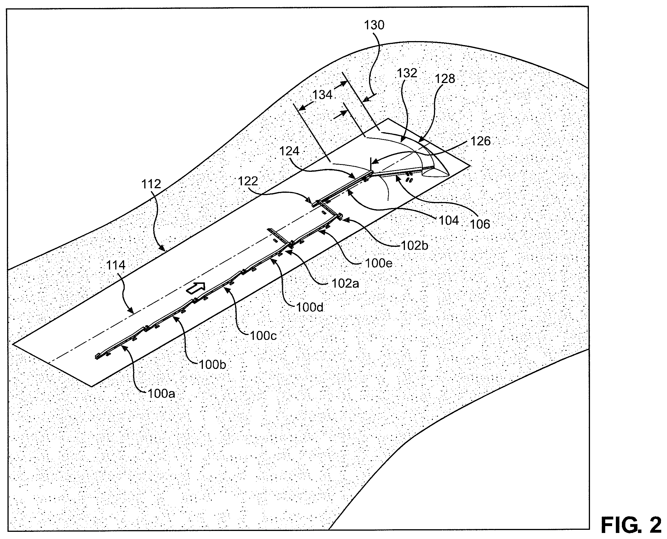 Patent US12157645 Figure 2 – System and method for uninterrupted flow stacking with mobile conveyors