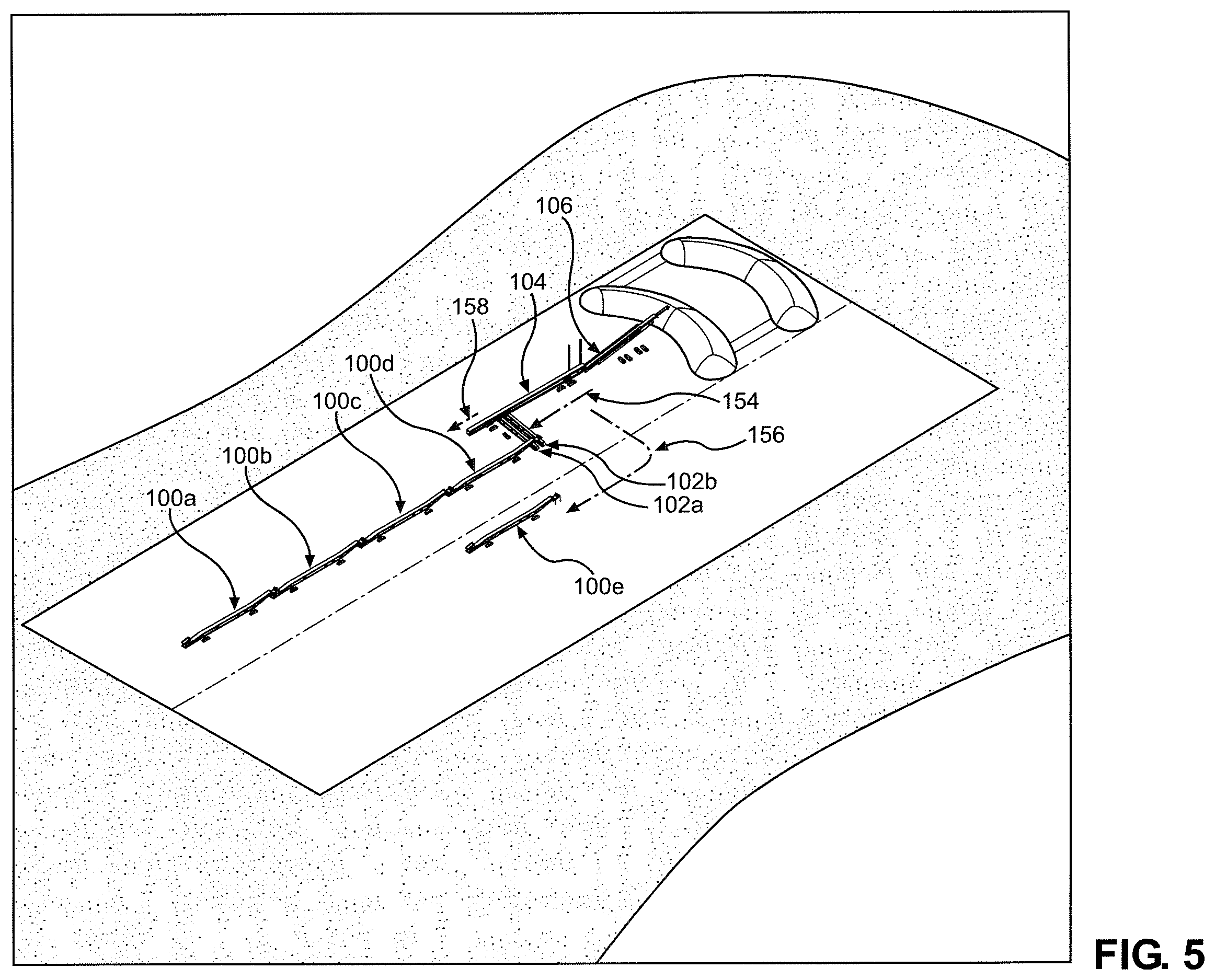 Patent US12157645 Figure 5 – System and method for uninterrupted flow stacking with mobile conveyors