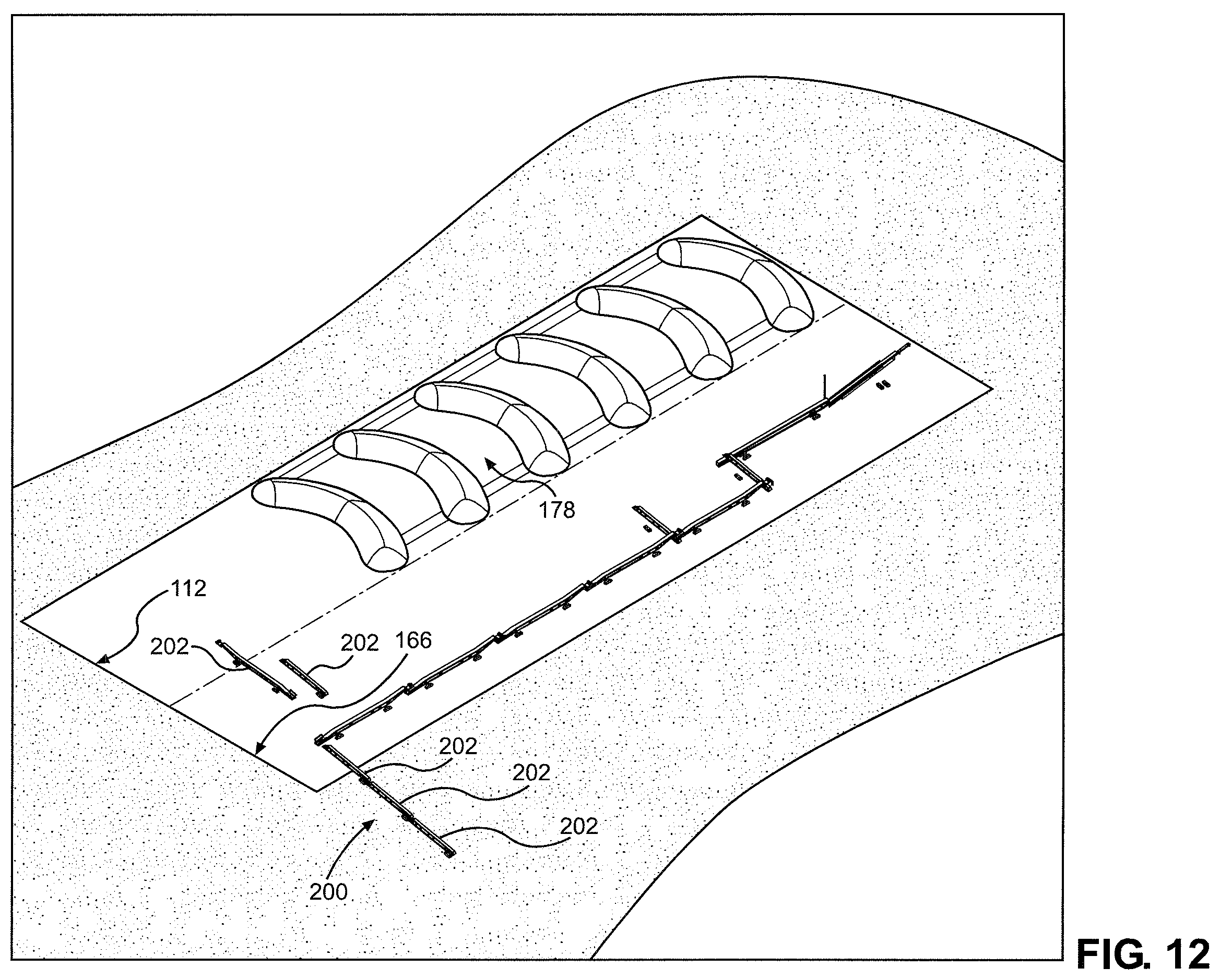 Patent US12157645 Figure 12 – System and method for uninterrupted flow stacking with mobile conveyors