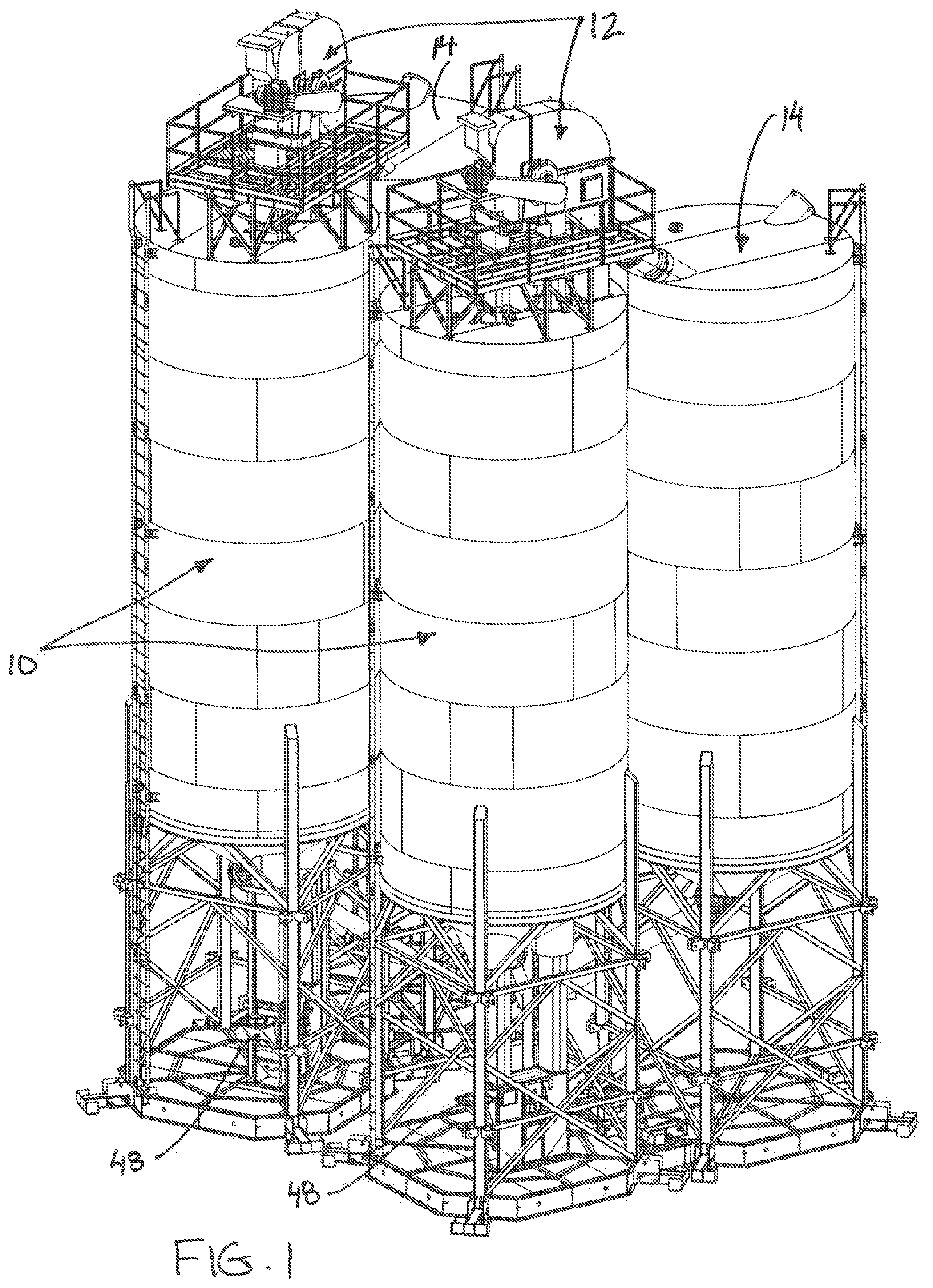 Patent US12157646 — Storage silo apparatus with an integrated vertical conveyor — Figure 1