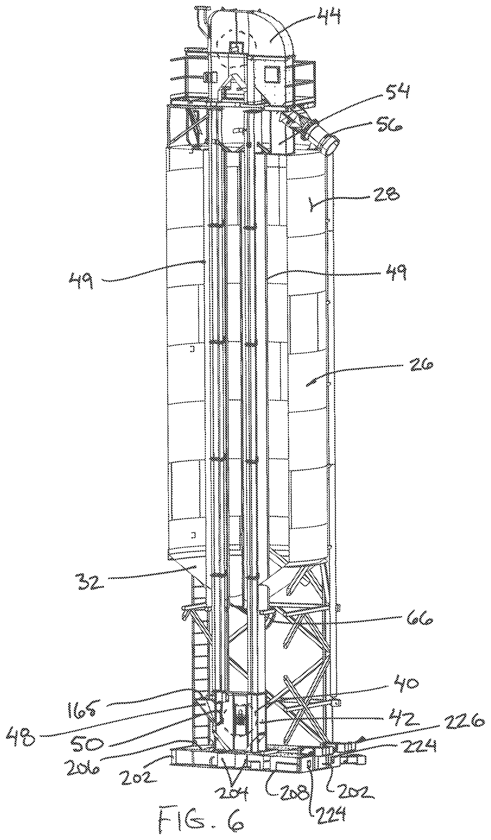 Patent US12157646 Figure 5 – Storage silo apparatus with an integrated vertical conveyor