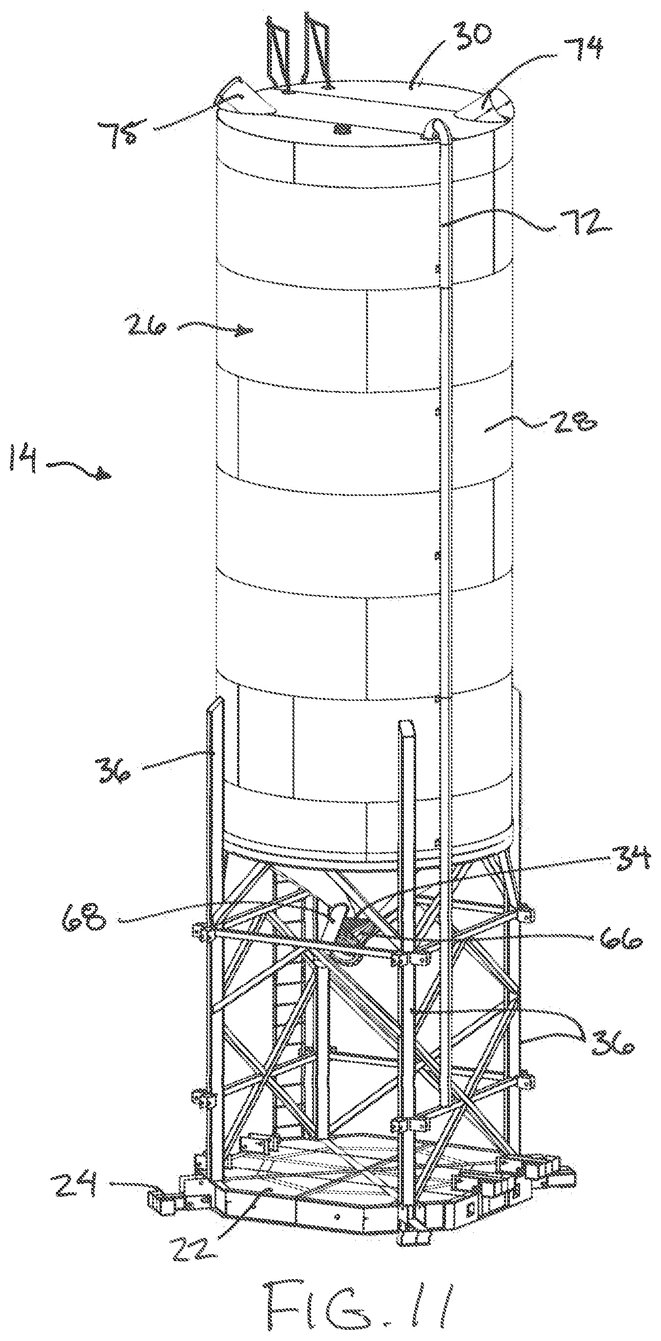 Patent US12157646 Figure 8 – Storage silo apparatus with an integrated vertical conveyor